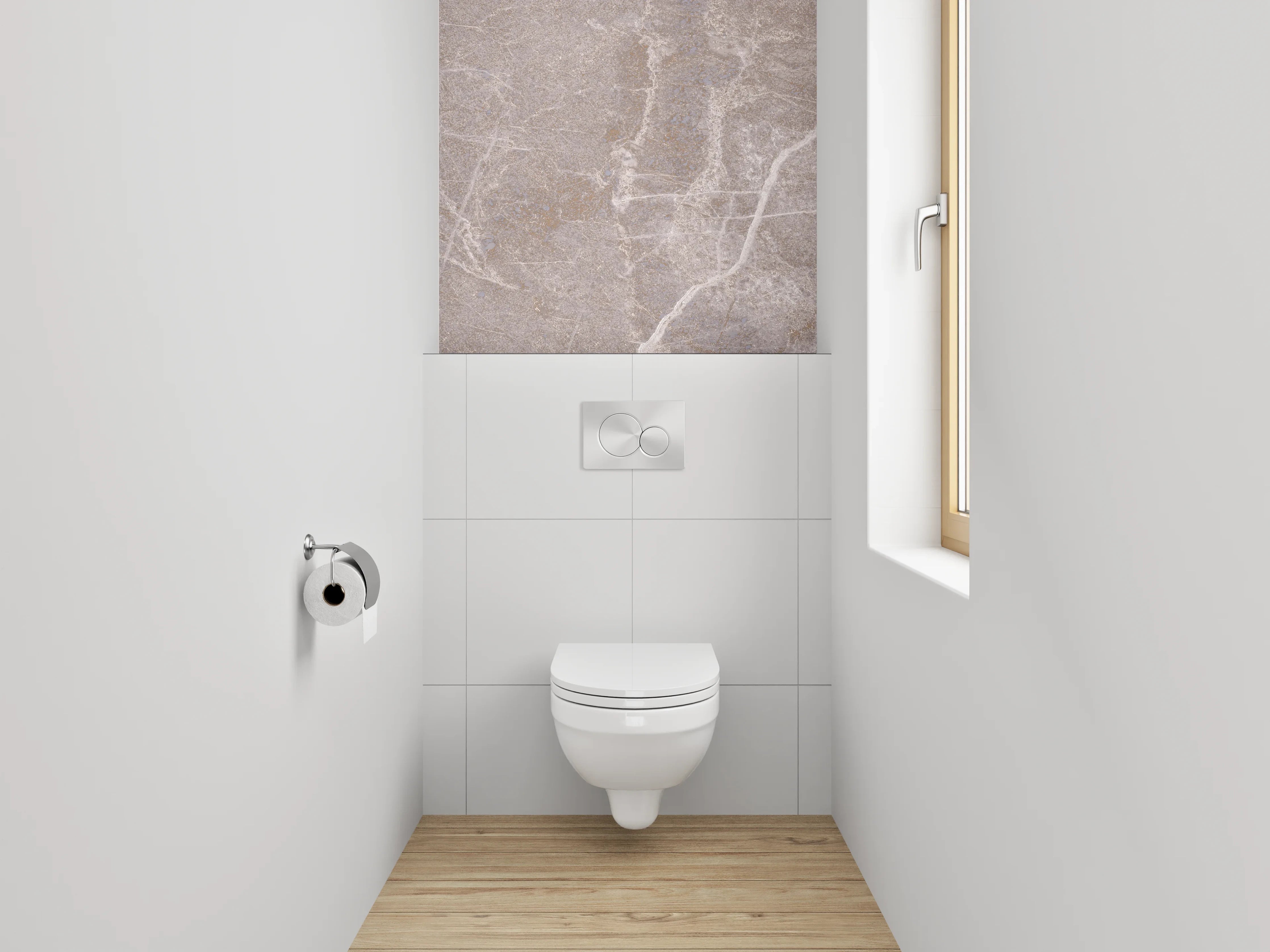 WC-Rückwand - Beige Marmoroptik Fliesenstruktur