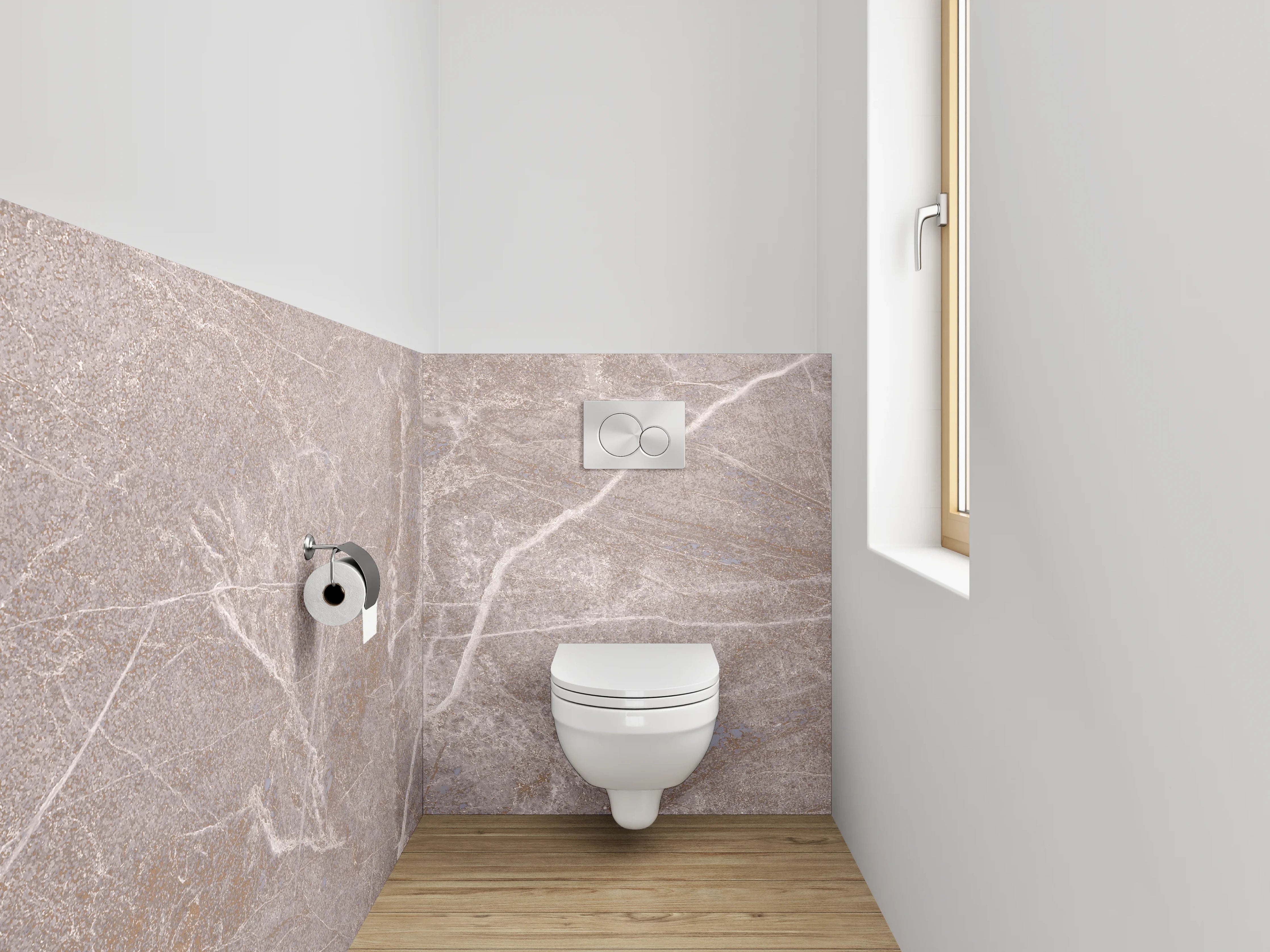 WC-Rückwand - Beige Marmoroptik Fliesenstruktur