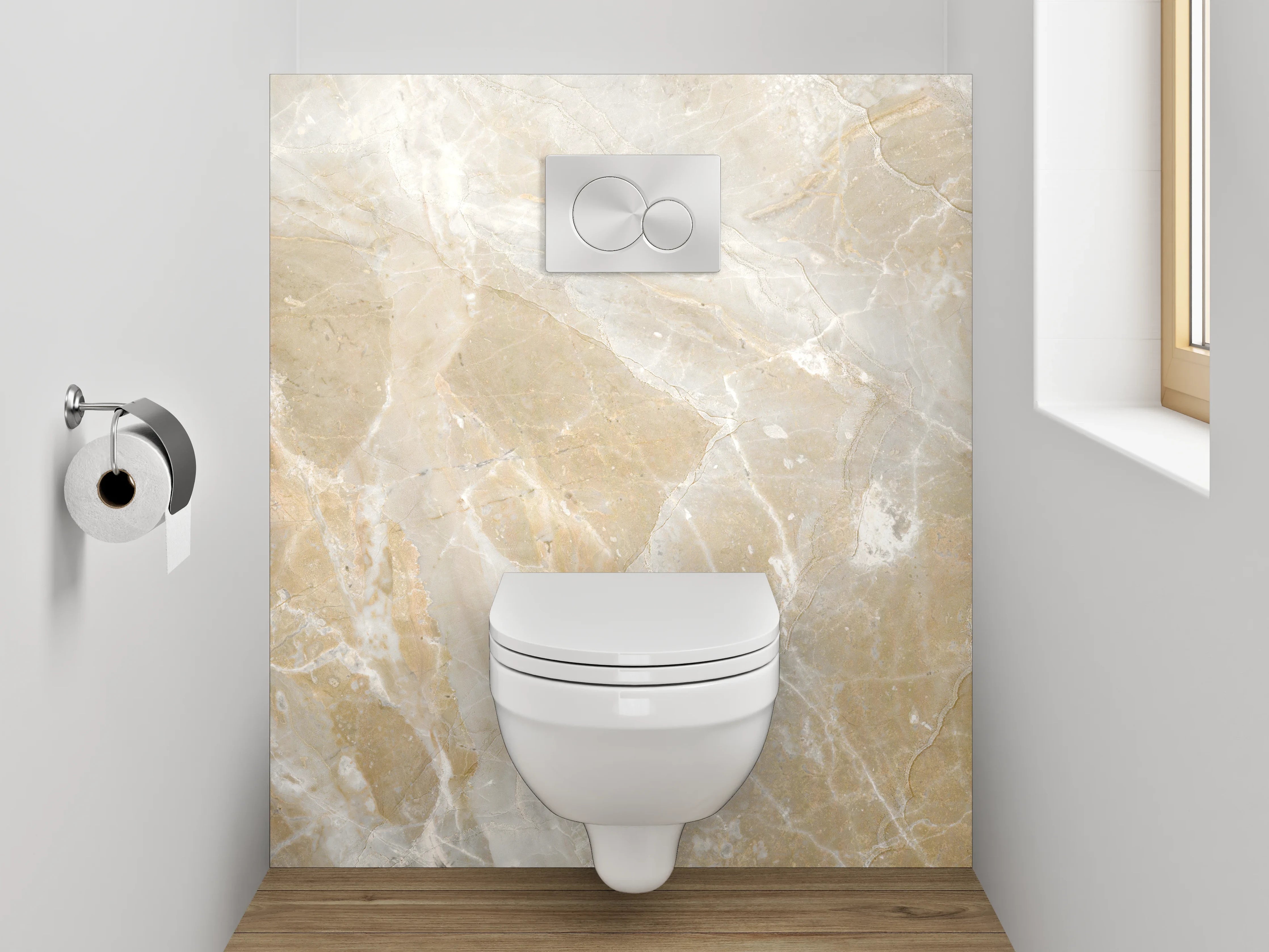 WC-Rückwand - Beige Marmoroptik Steinfliese