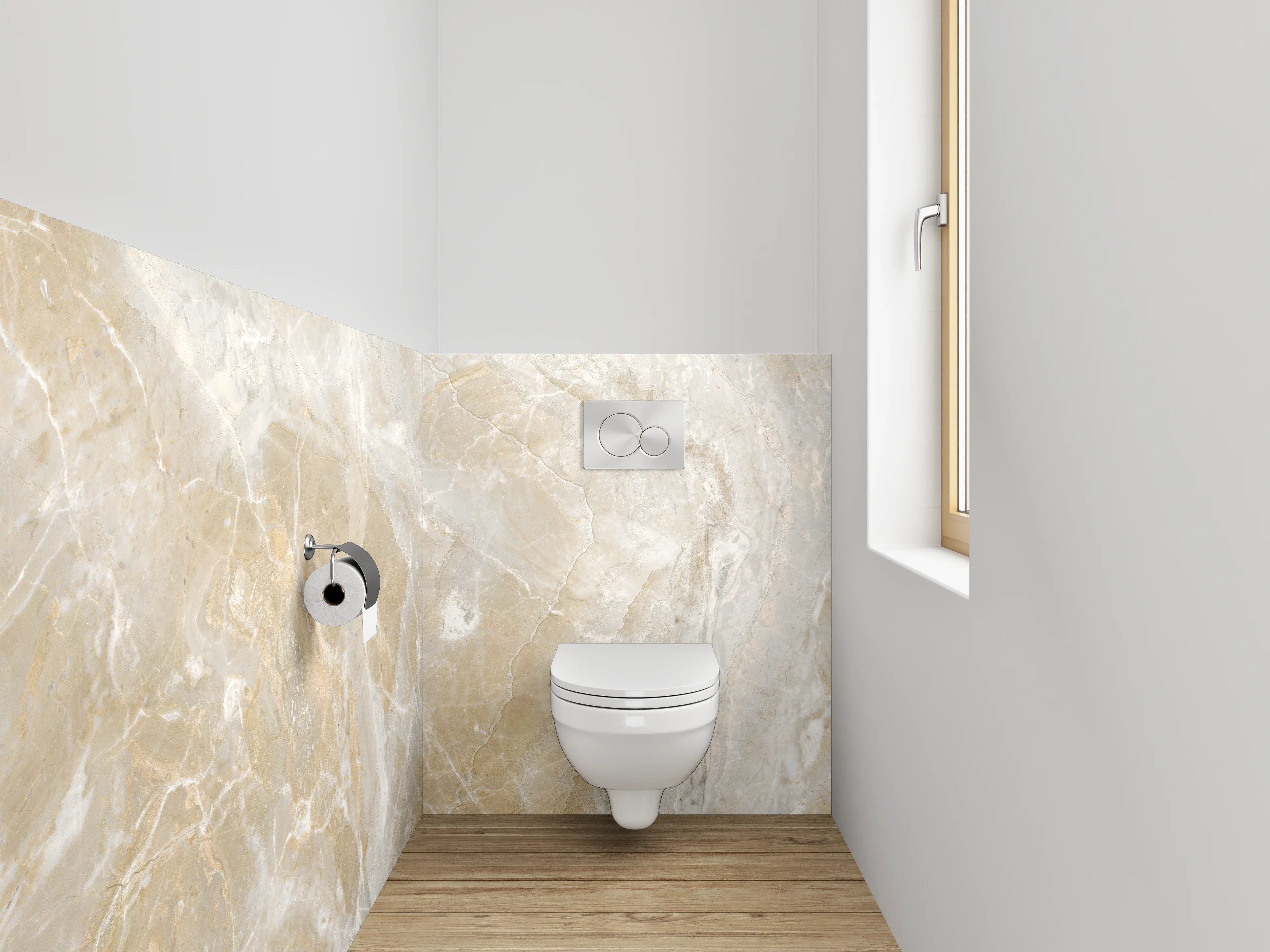 WC-Rückwand - Beige Marmoroptik Steinfliese