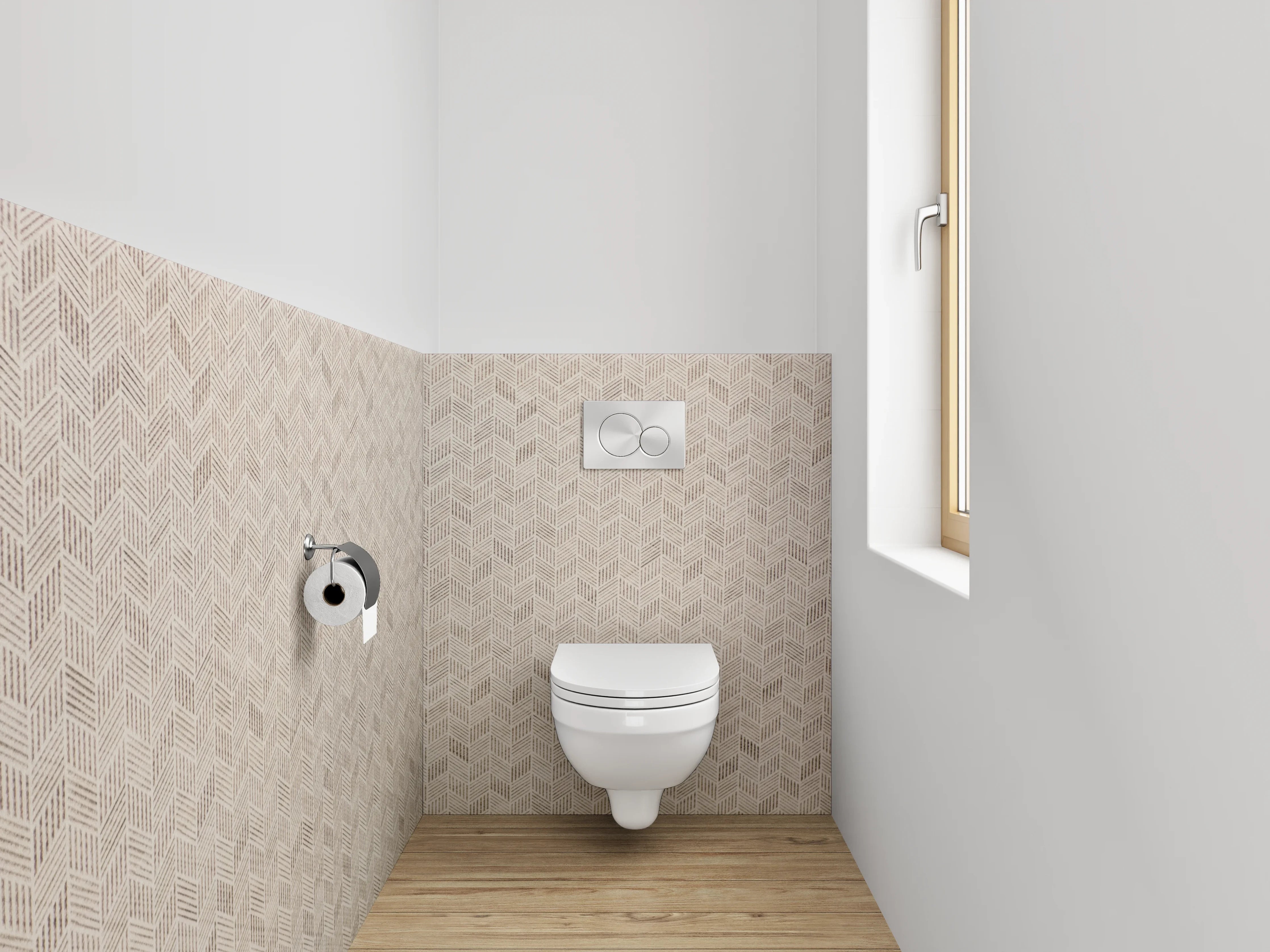 WC-Rückwand - Beige Mosaik-Optik Stein Muster