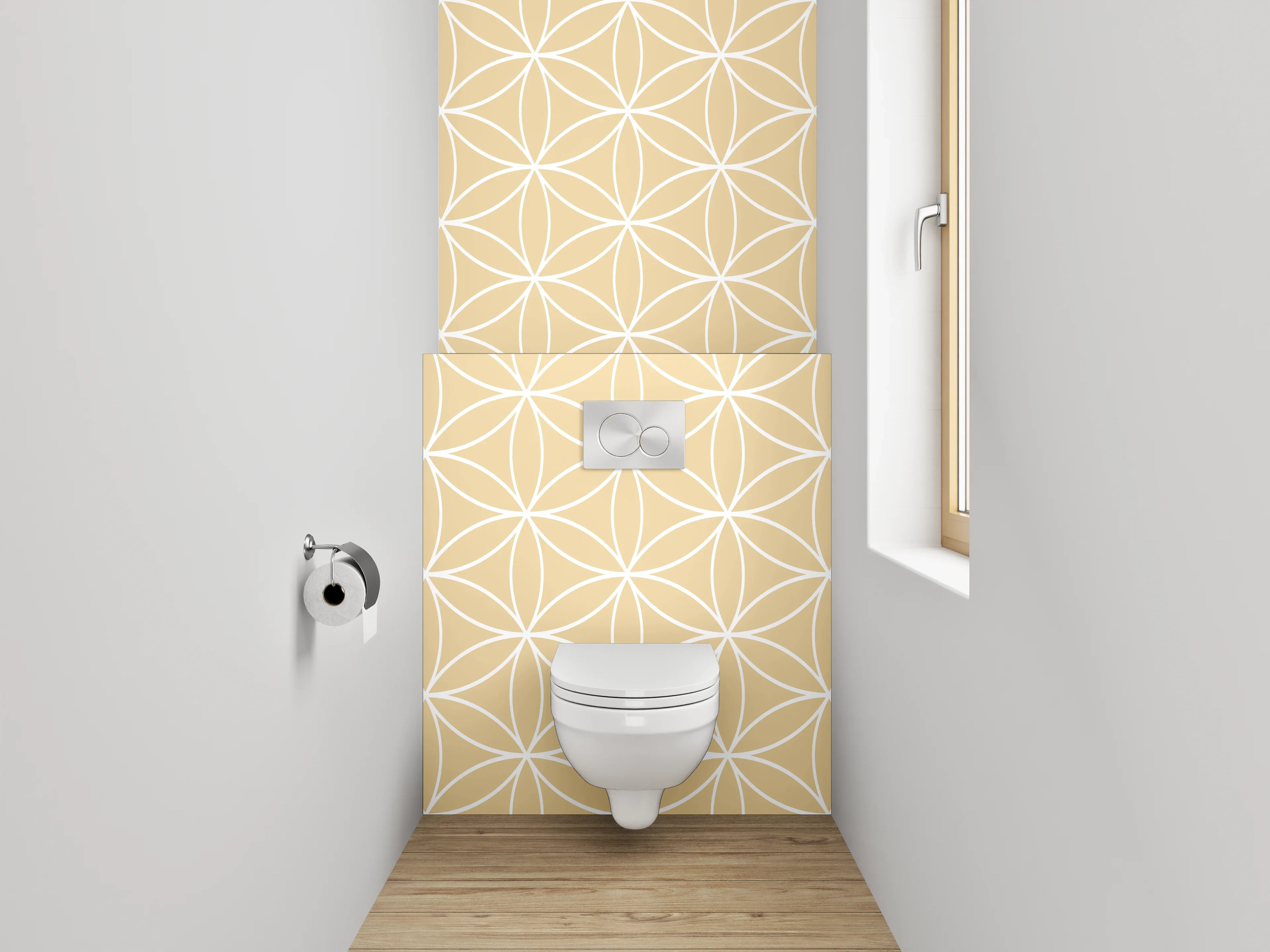 WC-Rückwand - Beige Muster mit geometrischen Linien