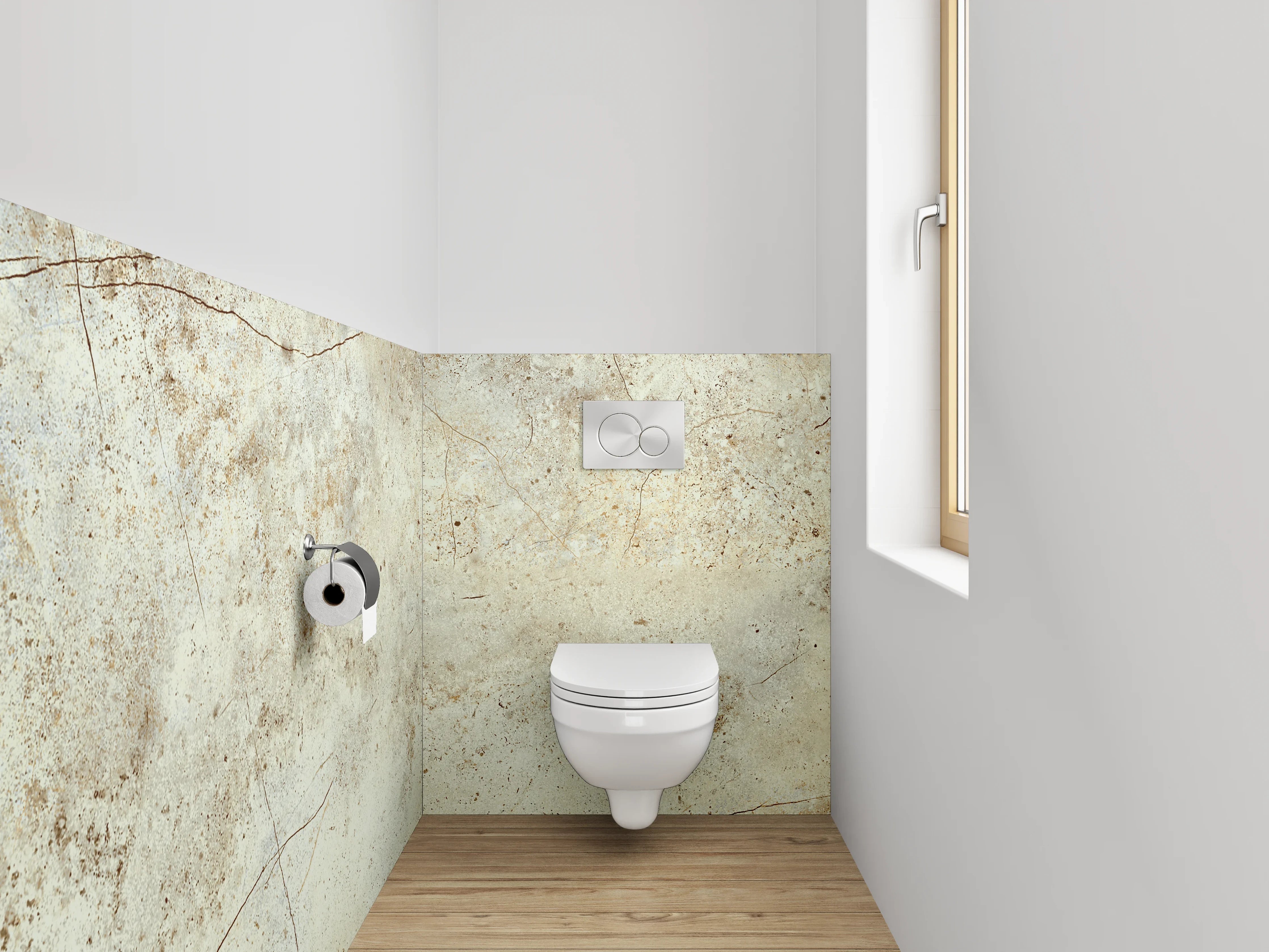WC-Rückwand - Beige Steinfliese mit Naturtextur