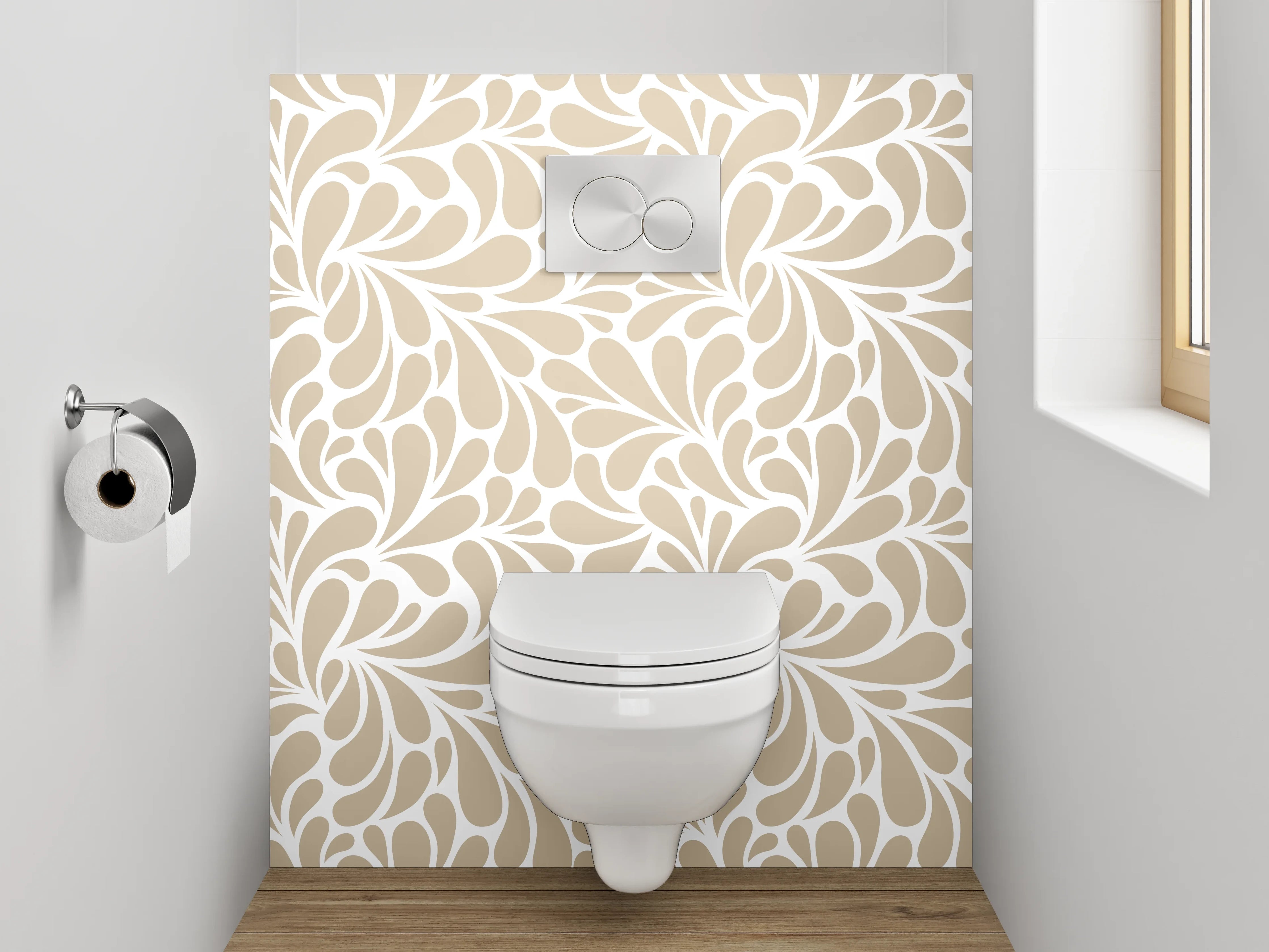 WC-Rückwand - Beige Swirl Muster Design
