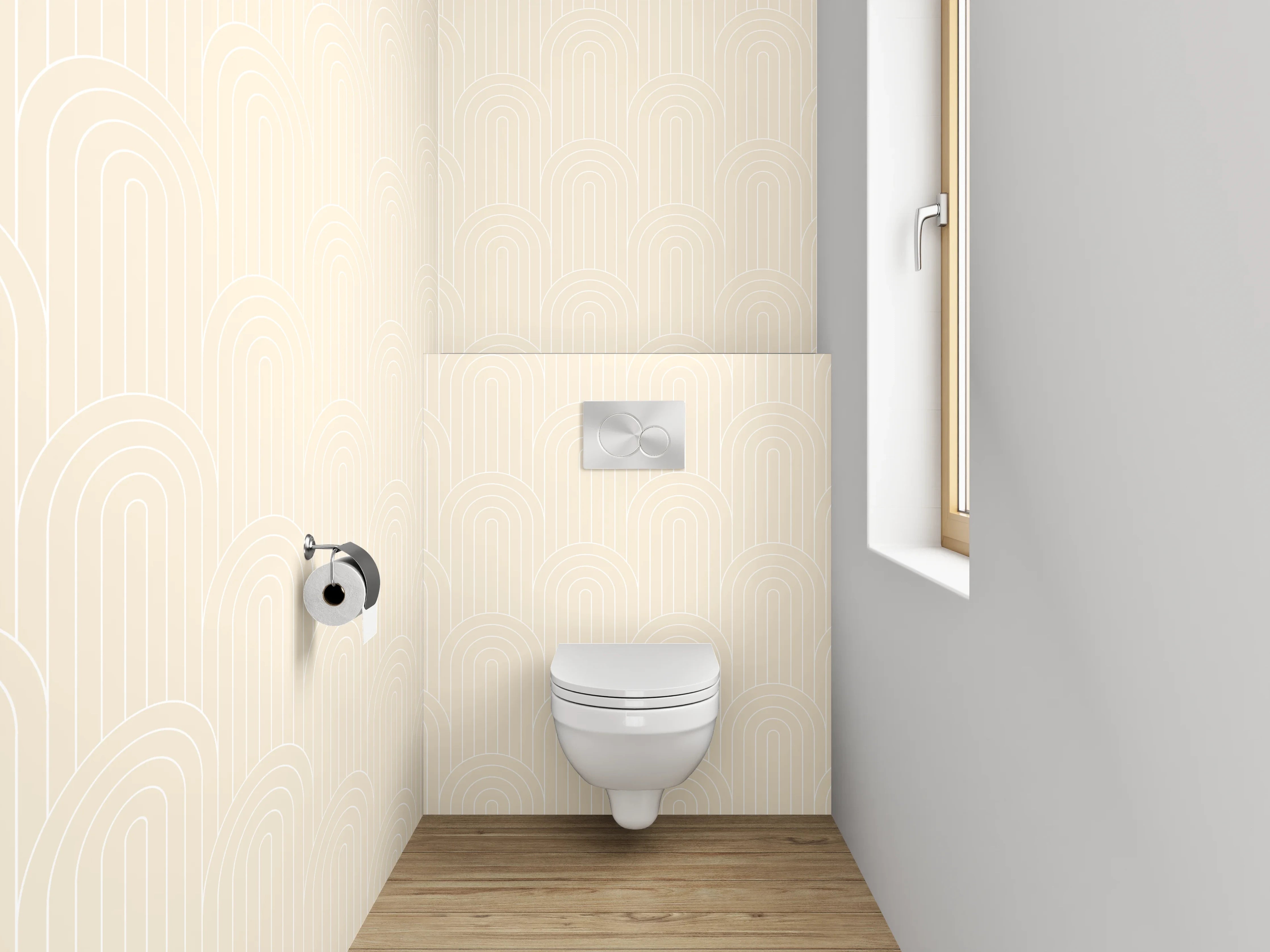 WC-Rückwand - Beige Uni-Struktur Tapete