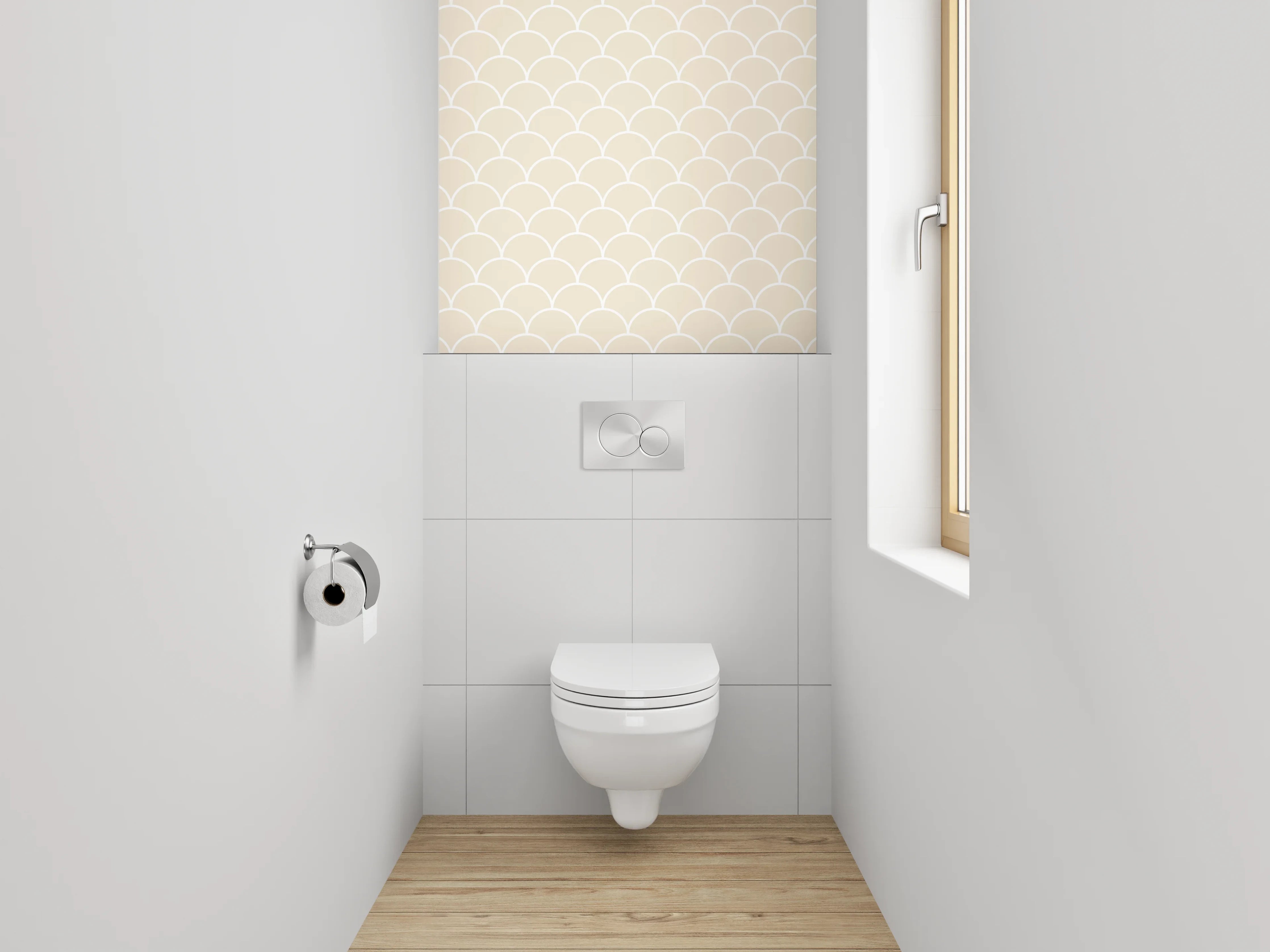 WC-Rückwand - Beige Wellenmuster Skandinavisches Design