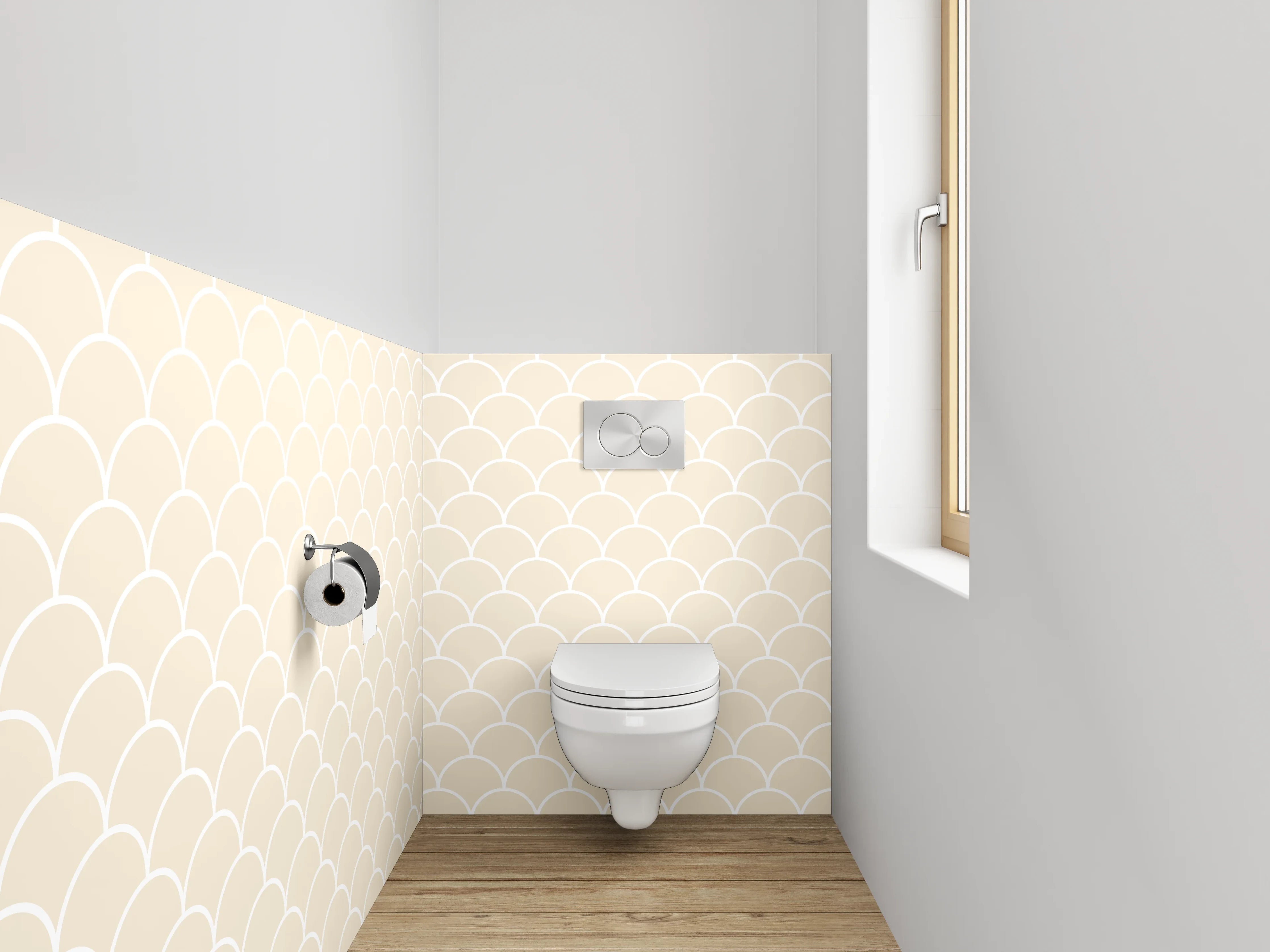WC-Rückwand - Beige Wellenmuster Skandinavisches Design