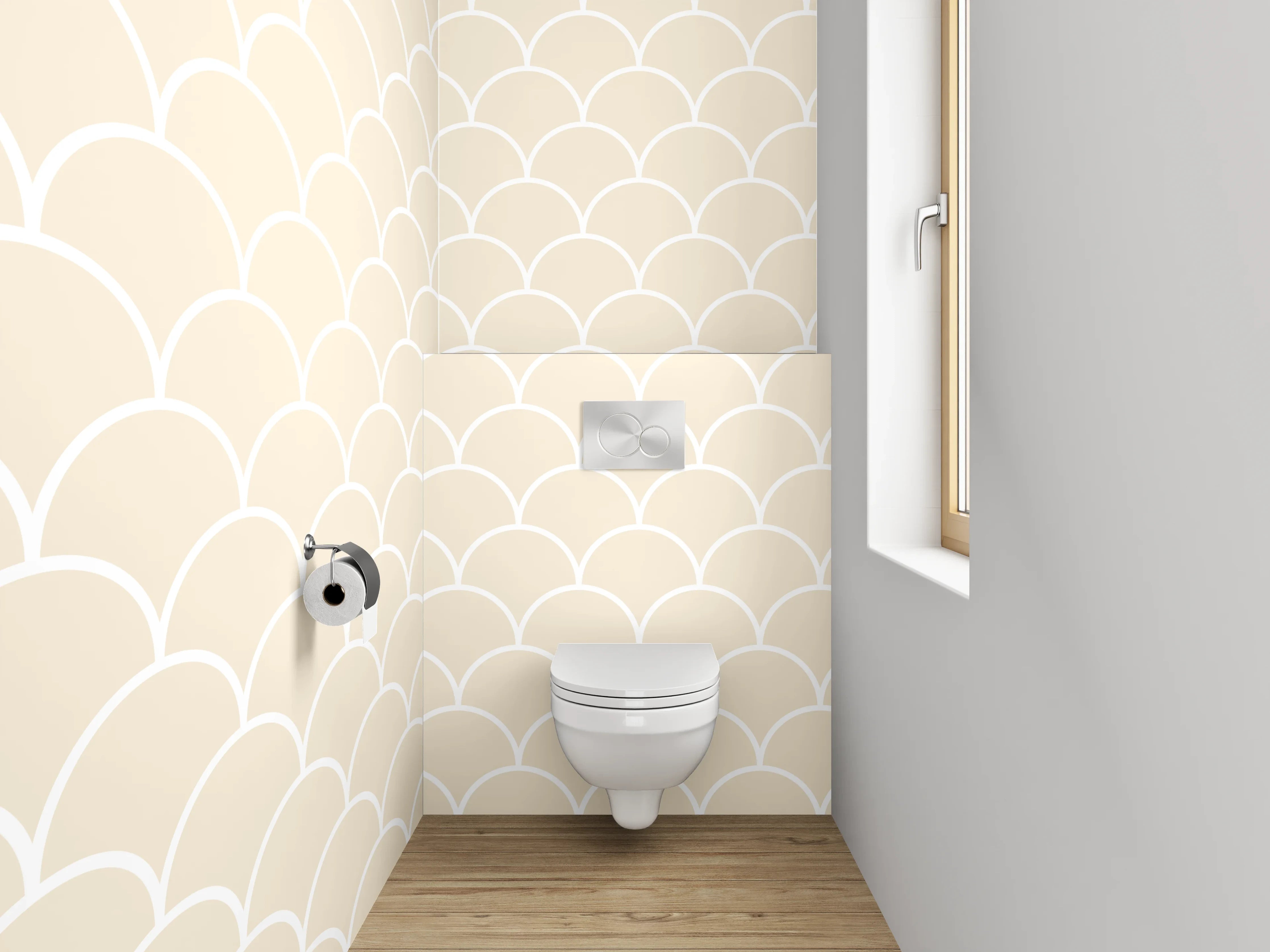 WC-Rückwand - Beige Wellenmuster Skandinavisches Design