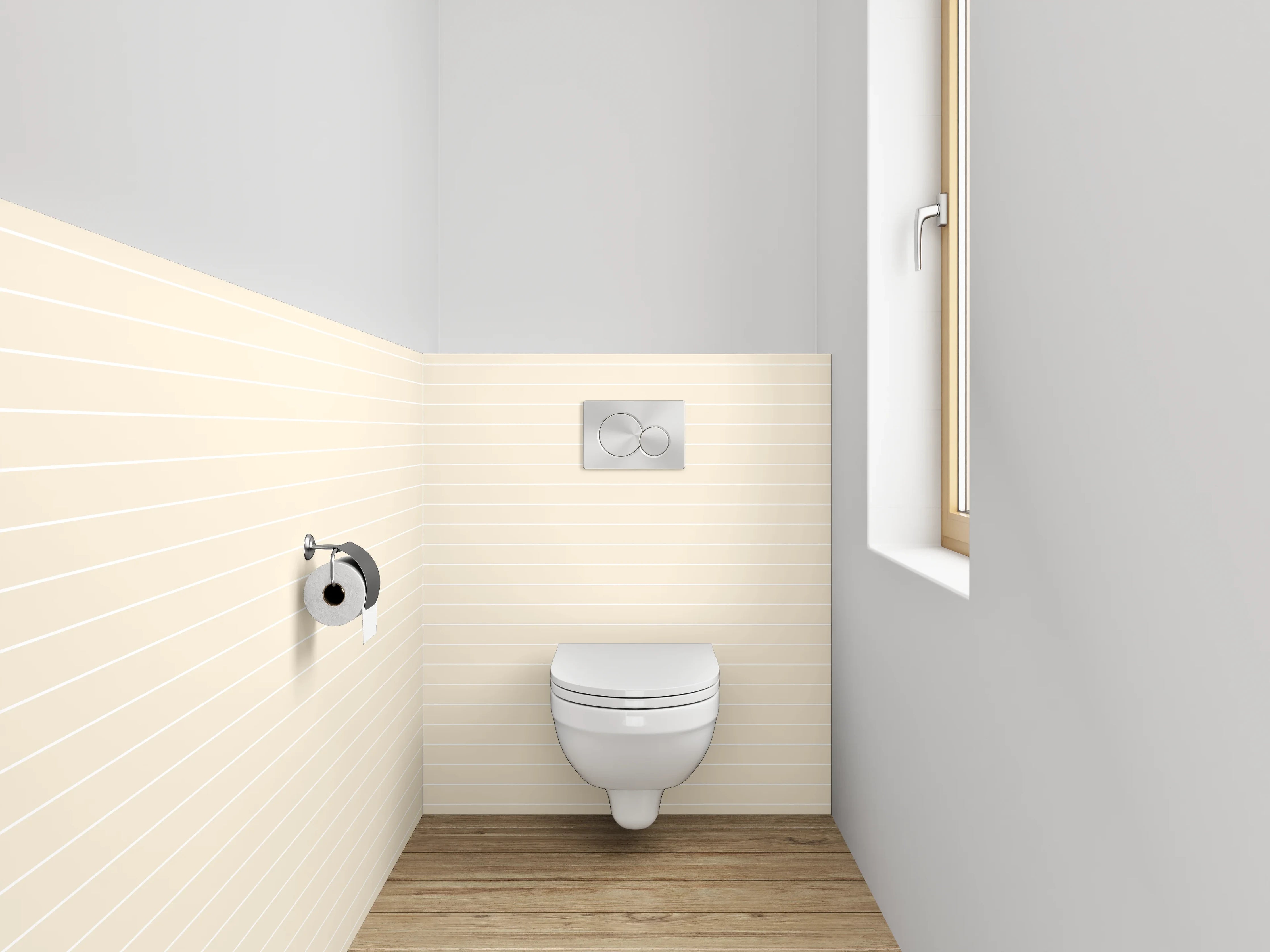 WC-Rückwand - Beige feine Streifen Tapete