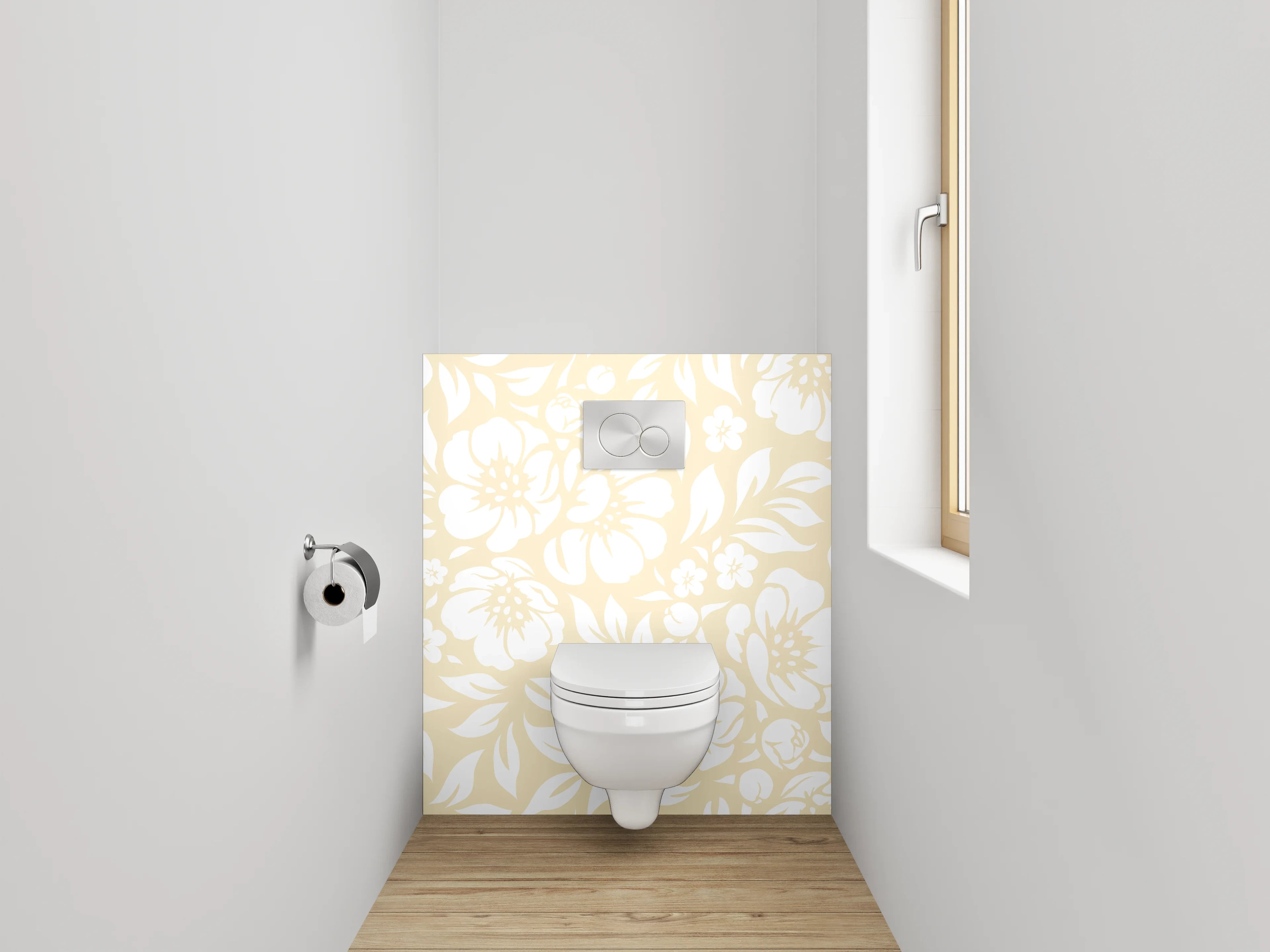 WC-Rückwand - Beige florales Muster Tapete
