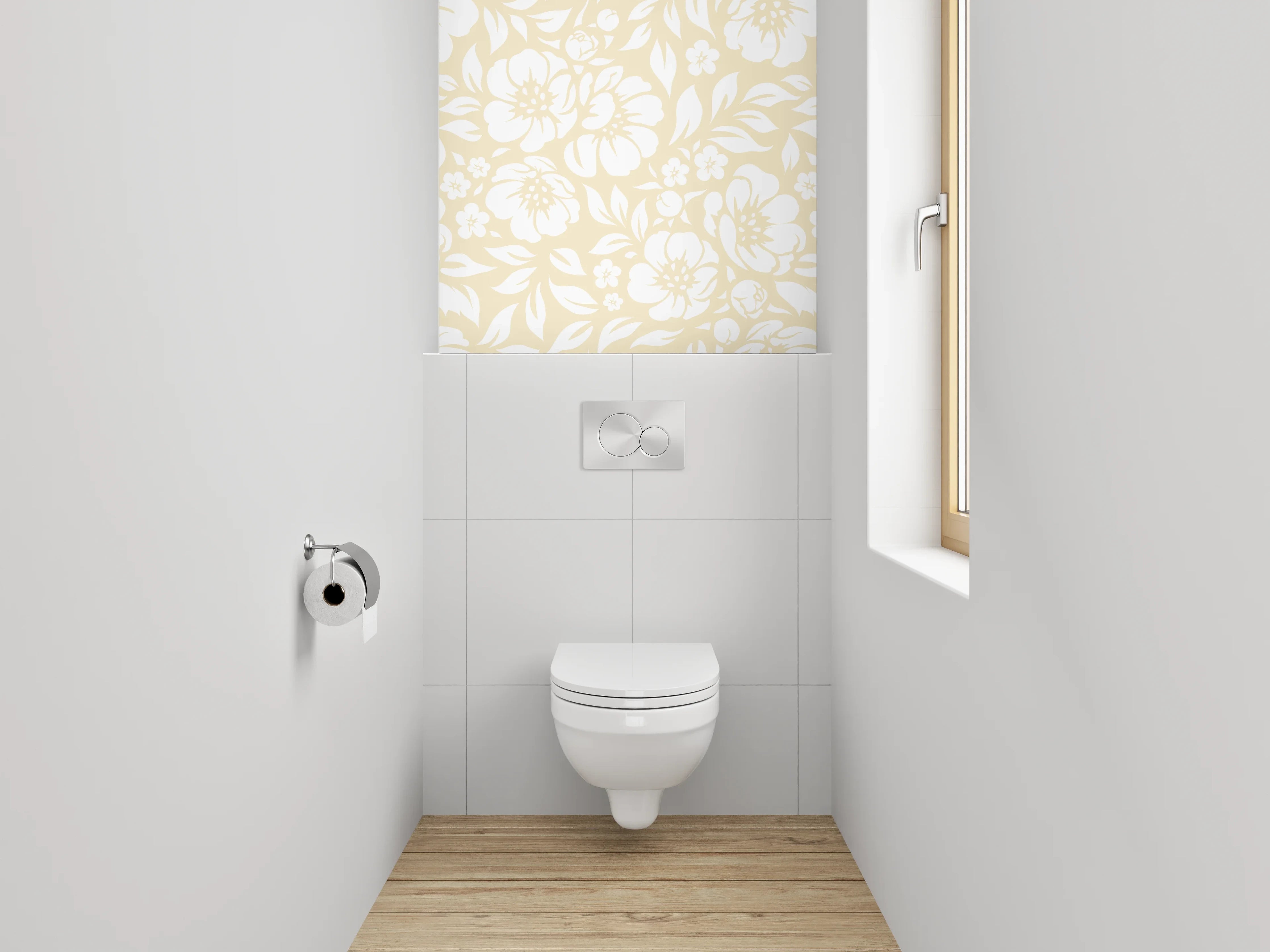 WC-Rückwand - Beige florales Muster Tapete