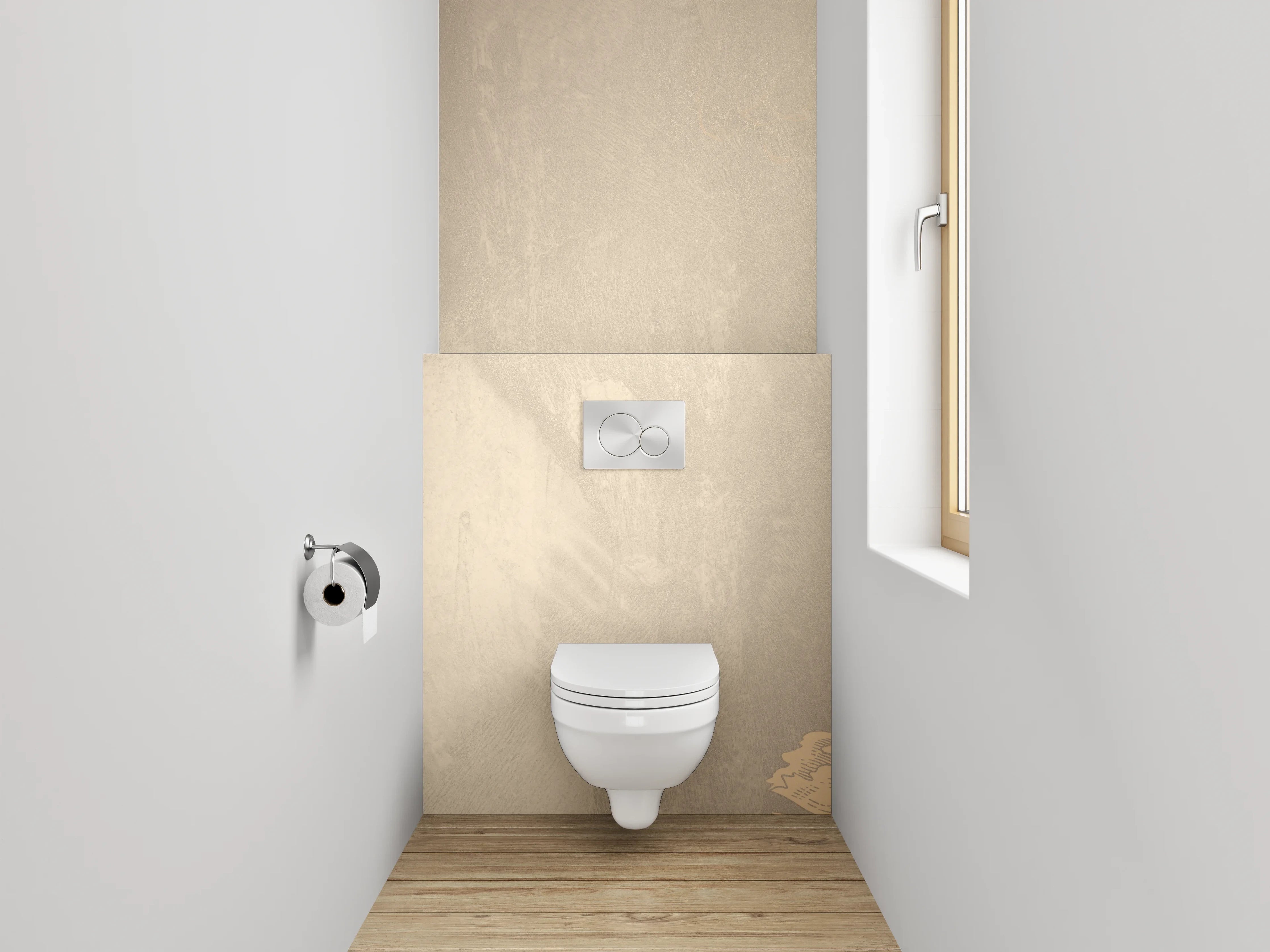 WC-Rückwand - Beige goldene Blüten Vintage Tapete