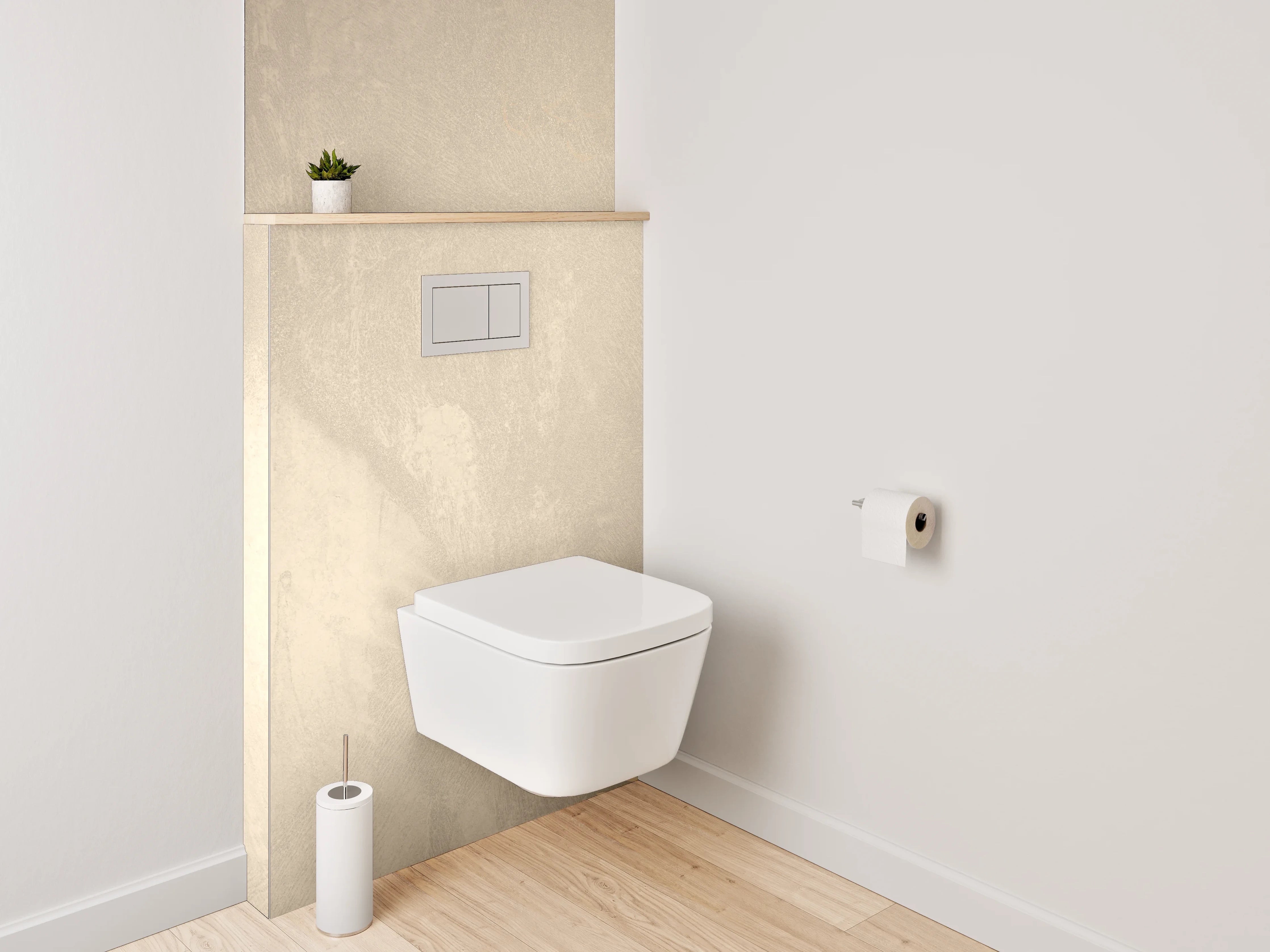 WC-Rückwand - Beige goldene Blüten Vintage Tapete