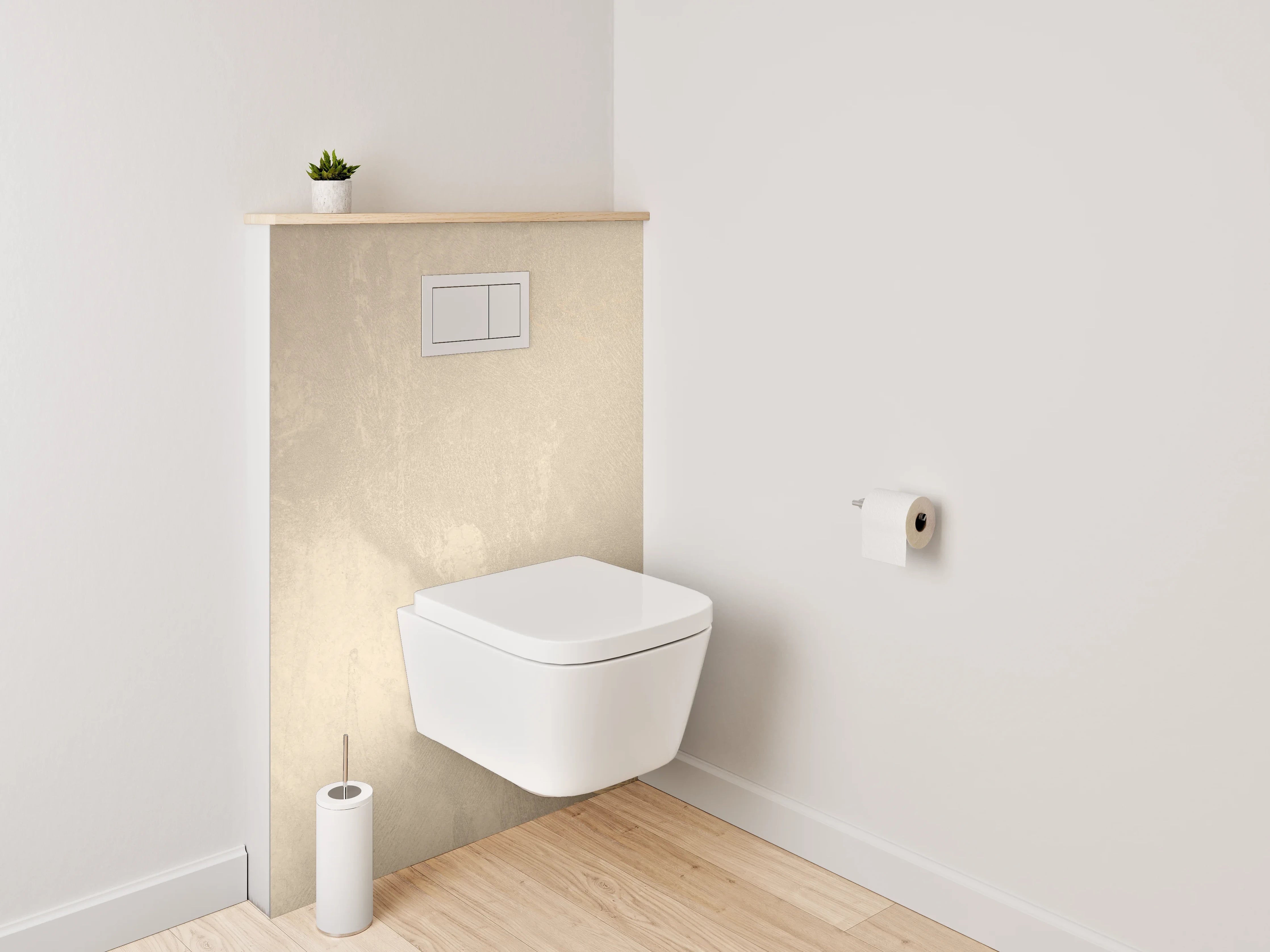 WC-Rückwand - Beige goldene Blüten Vintage Tapete