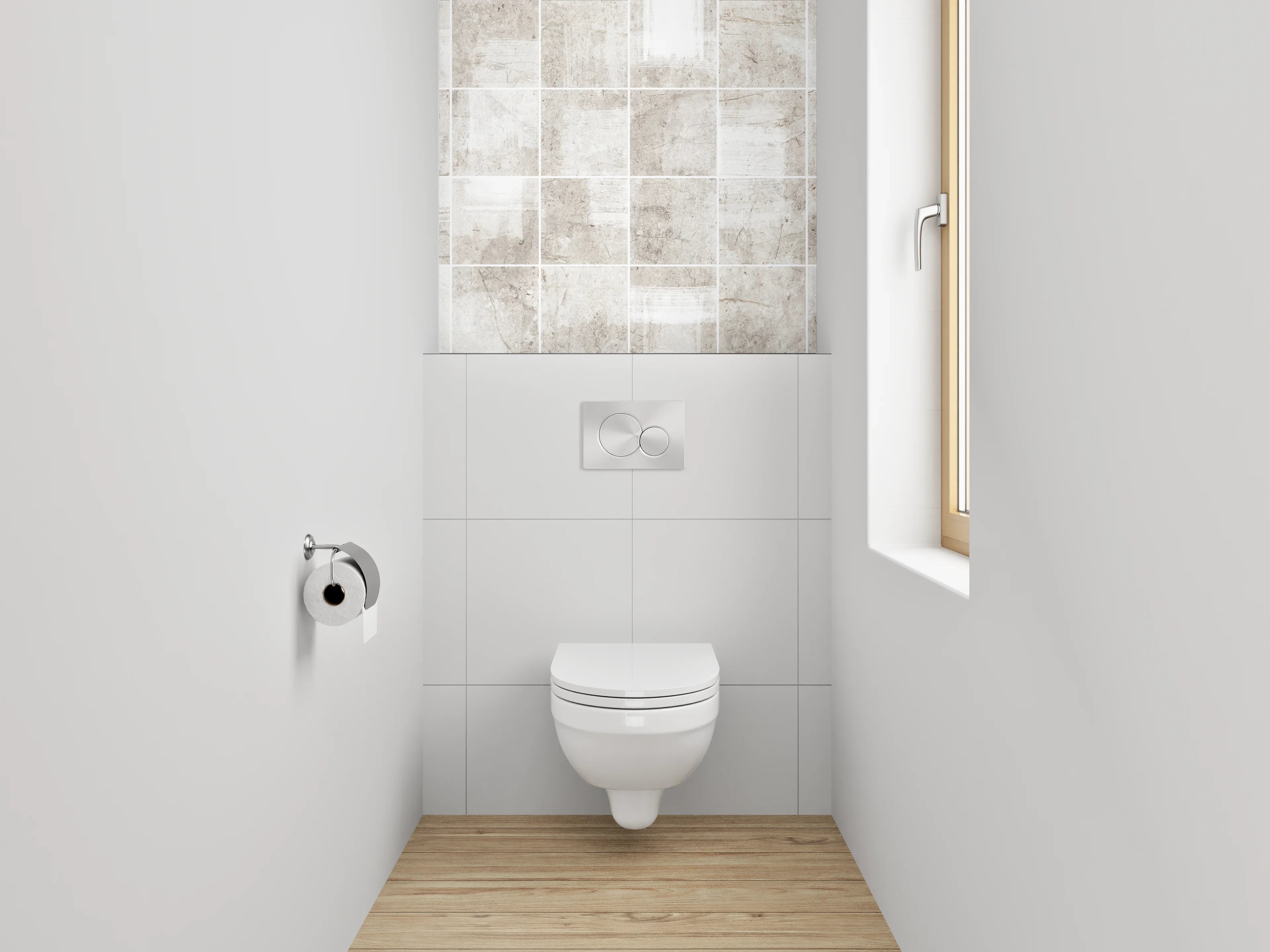WC-Rückwand - Beige-graue Vintage Fliesenoptik