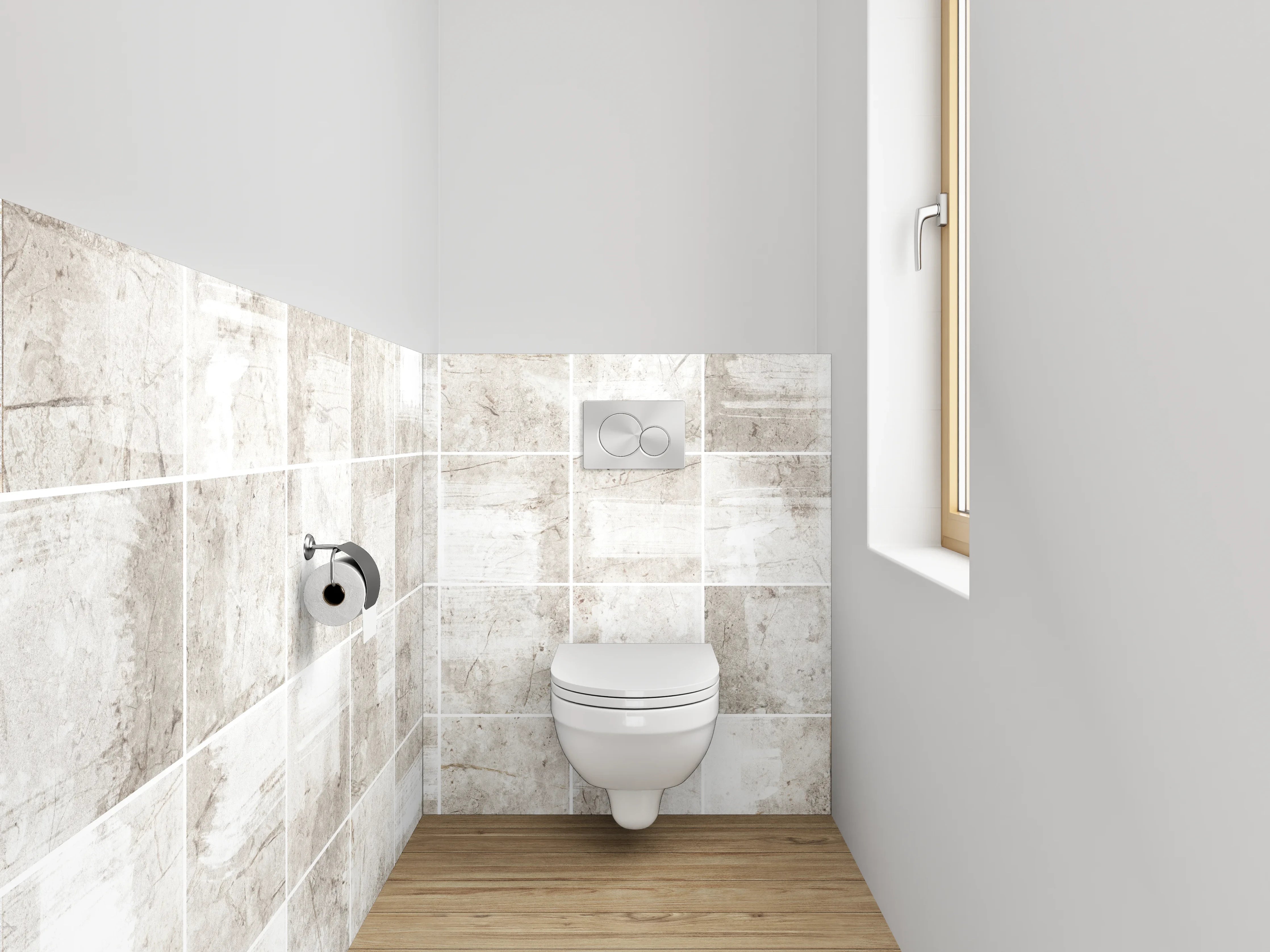 WC-Rückwand - Beige-graue Vintage Fliesenoptik