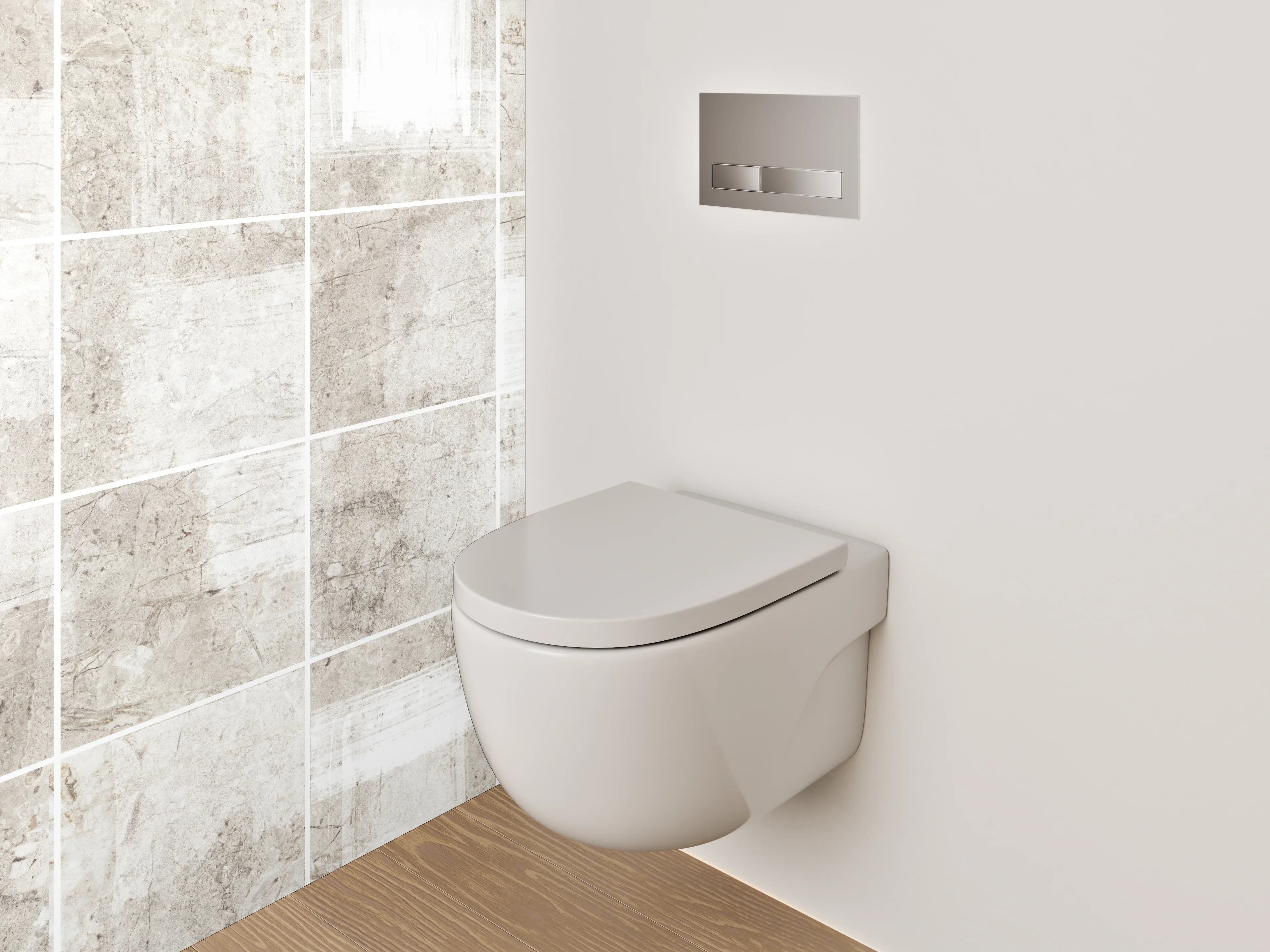 WC-Rückwand - Beige-graue Vintage Fliesenoptik