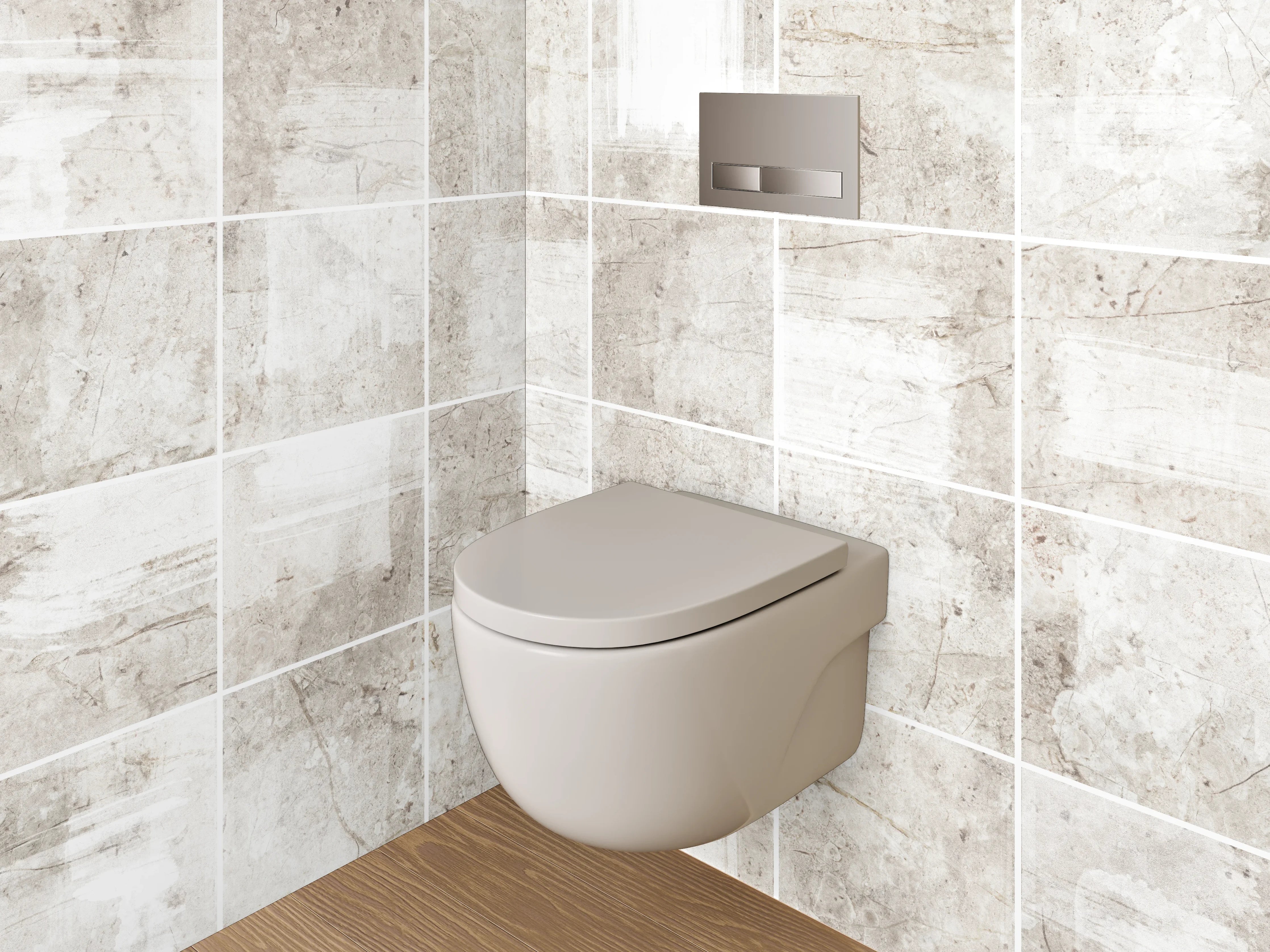 WC-Rückwand - Beige-graue Vintage Fliesenoptik