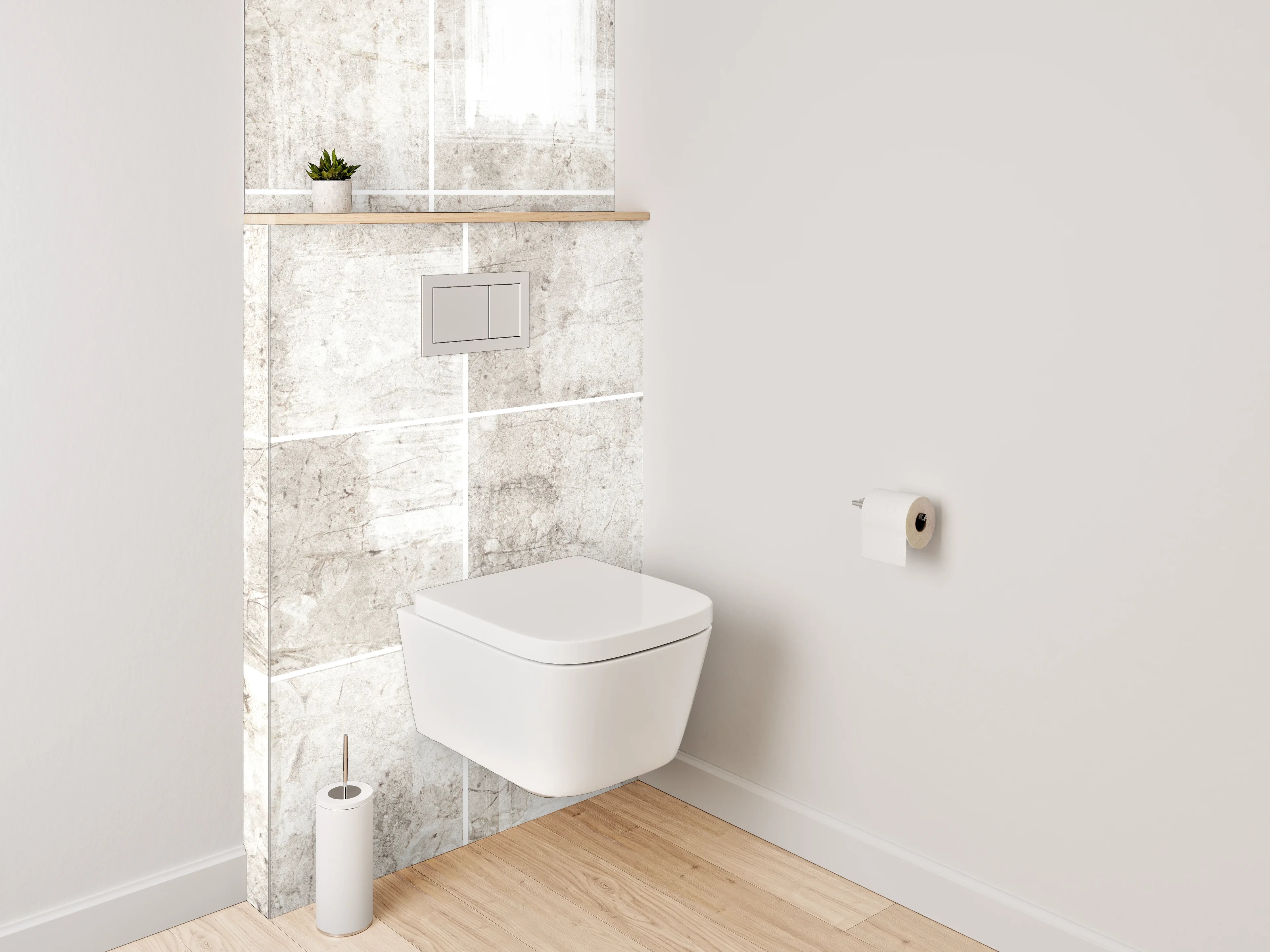 WC-Rückwand - Beige-graue Vintage Fliesenoptik