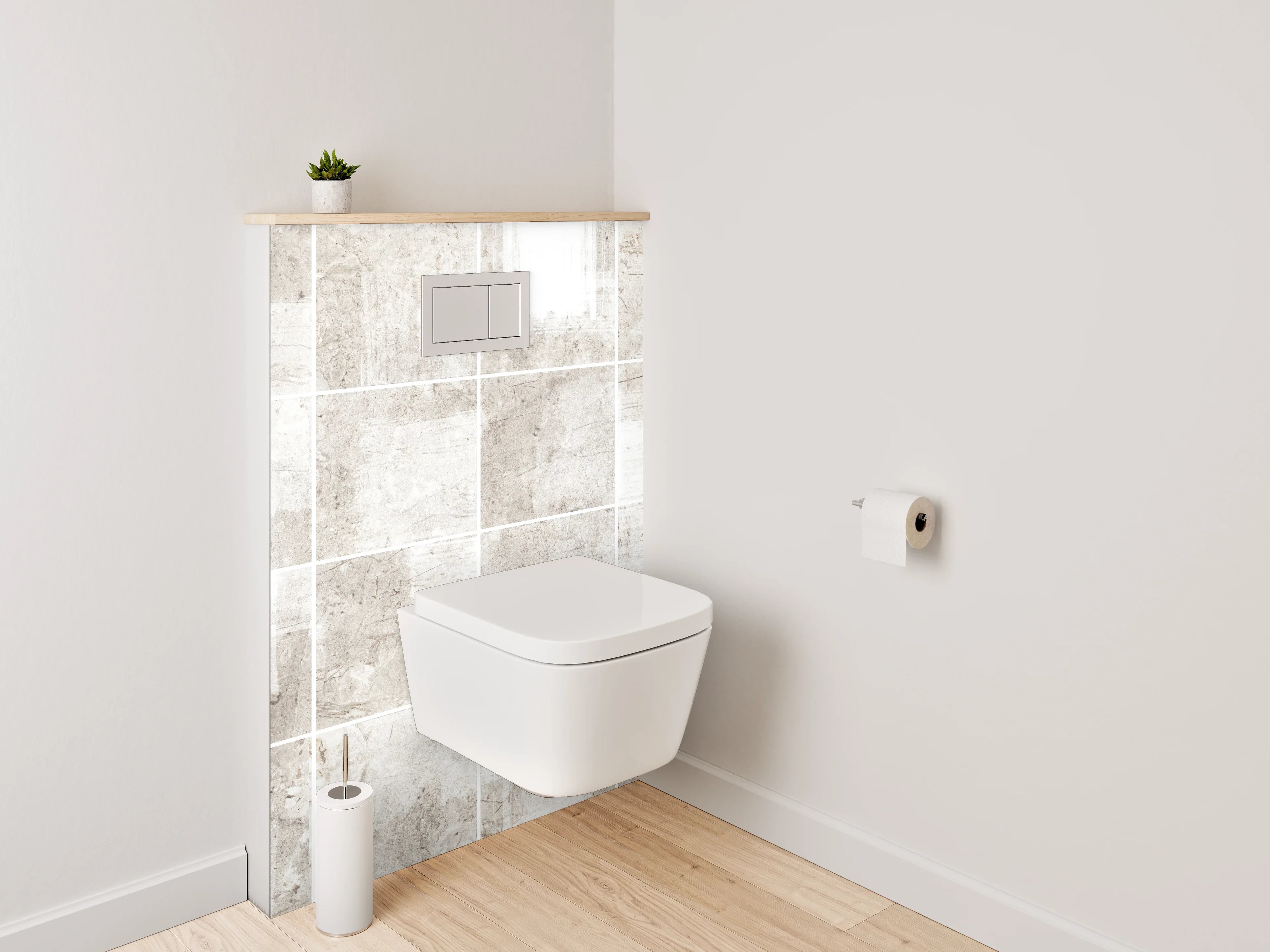 WC-Rückwand - Beige-graue Vintage Fliesenoptik