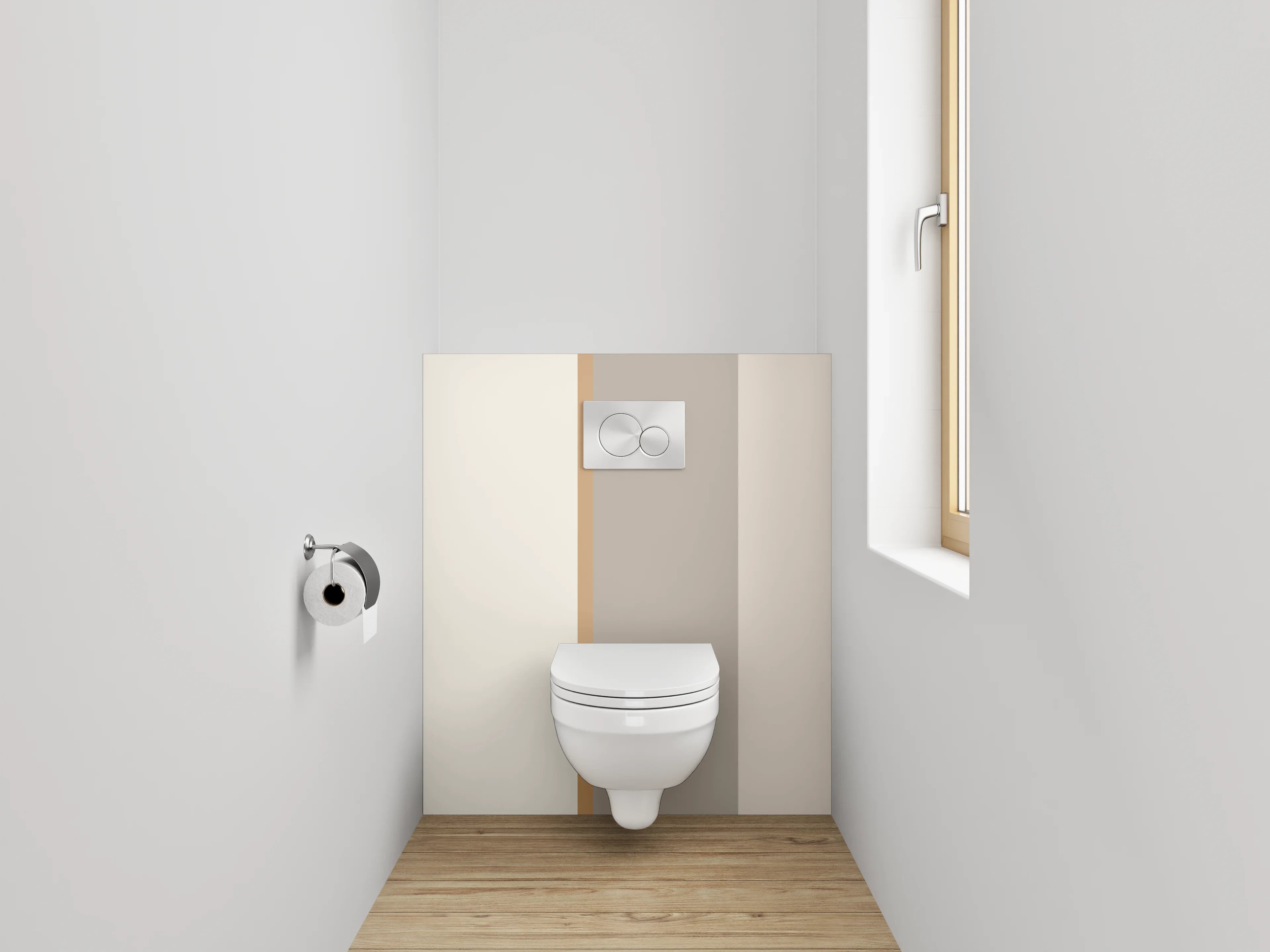 WC-Rückwand - Beige und Graufarbene Wandstruktur