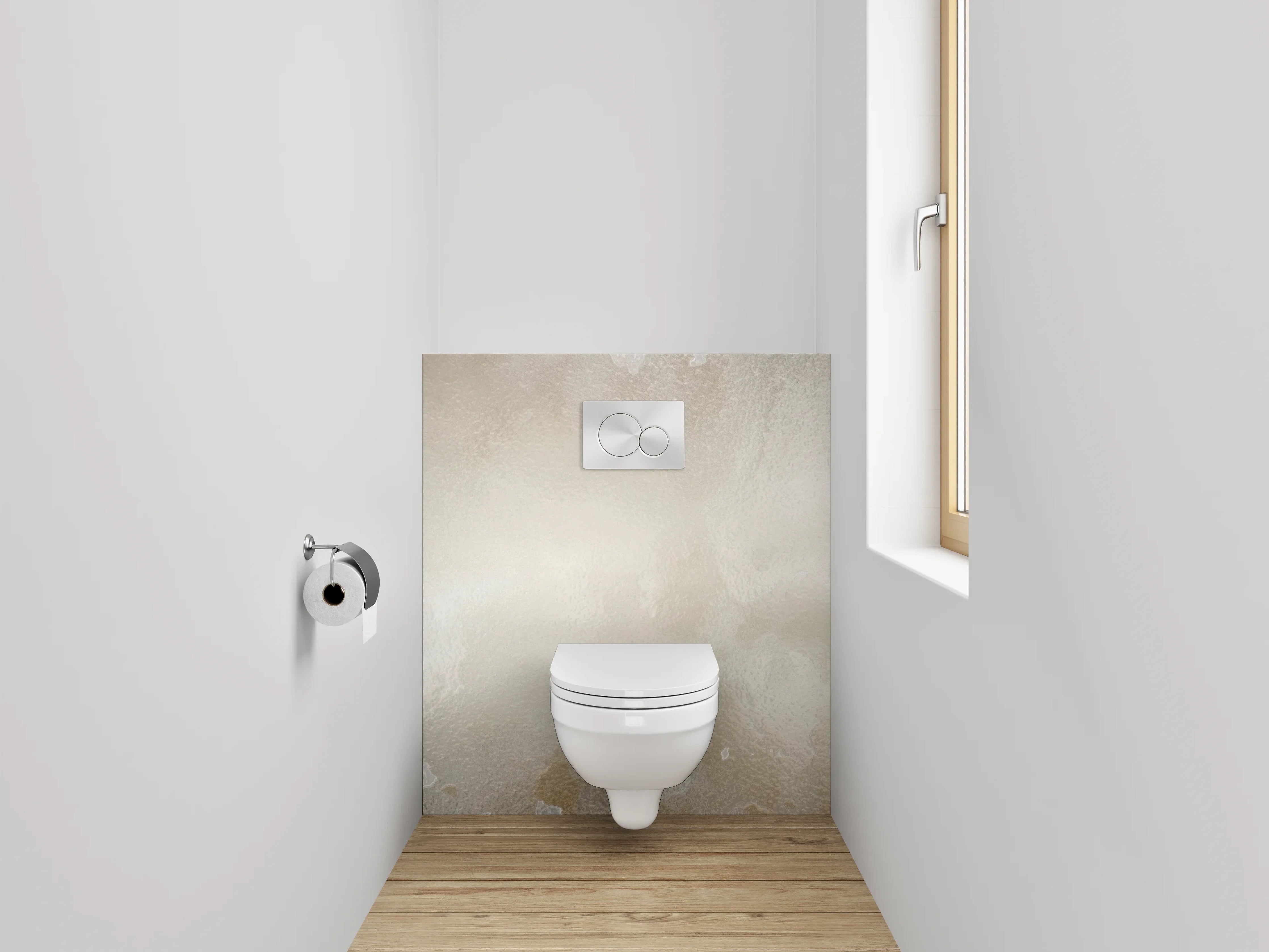 WC-Rückwand - Beige-weiße Marmoroptik – Stilvoll & Hell