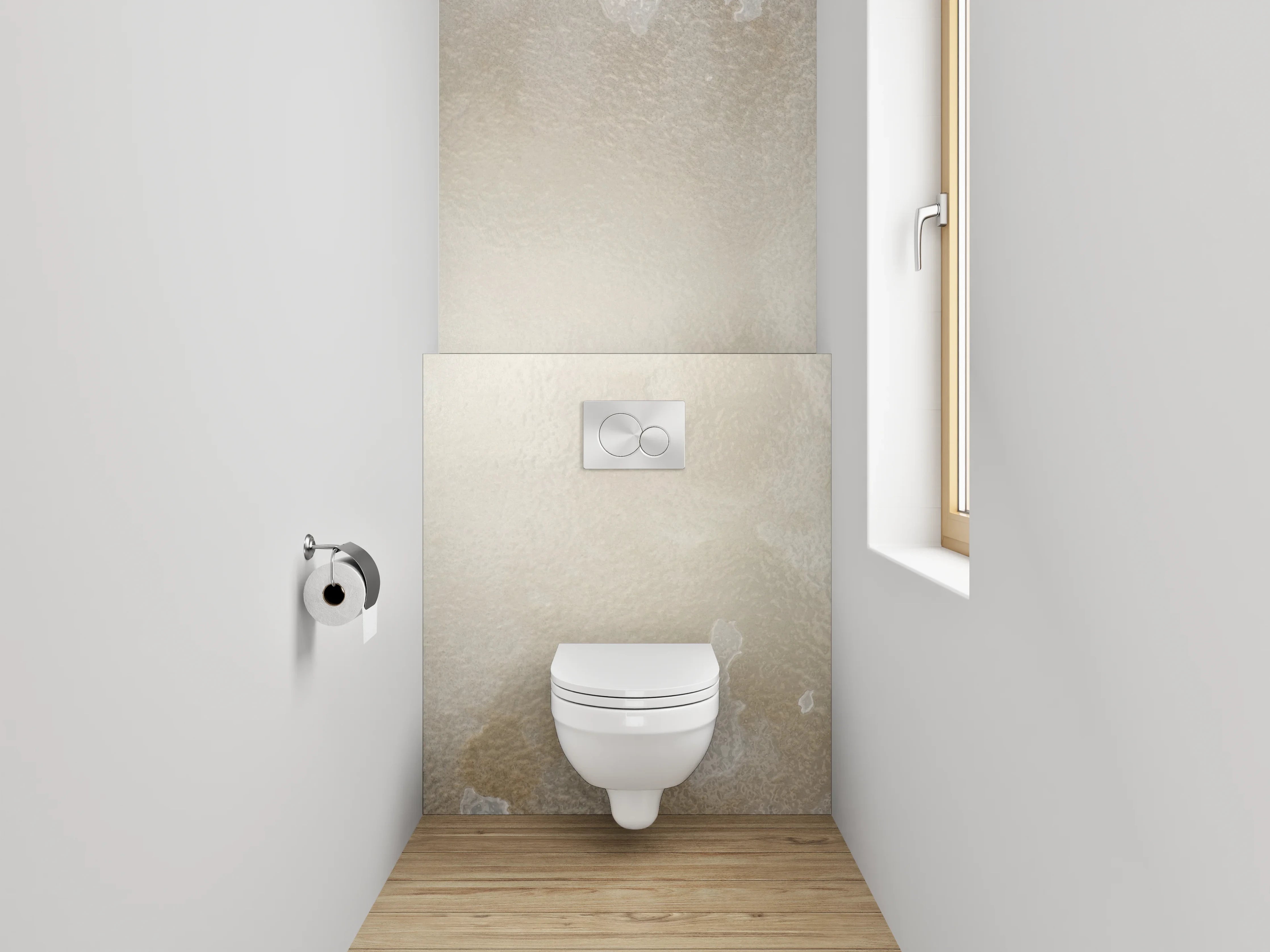 WC-Rückwand - Beige-weiße Marmoroptik – Stilvoll & Hell