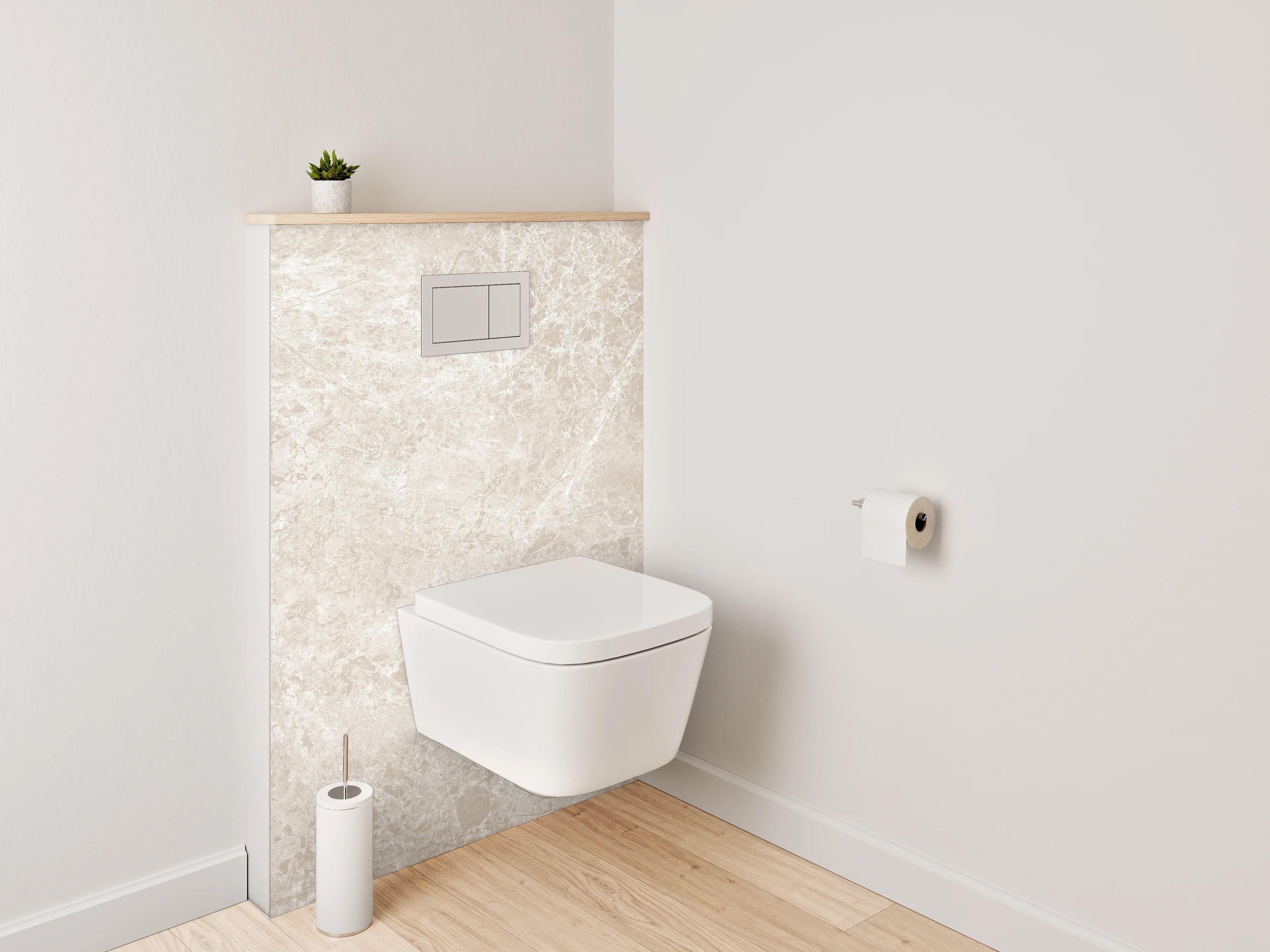 WC-Rückwand - Beiger Marmor-Look – Elegante Fliesenoptik