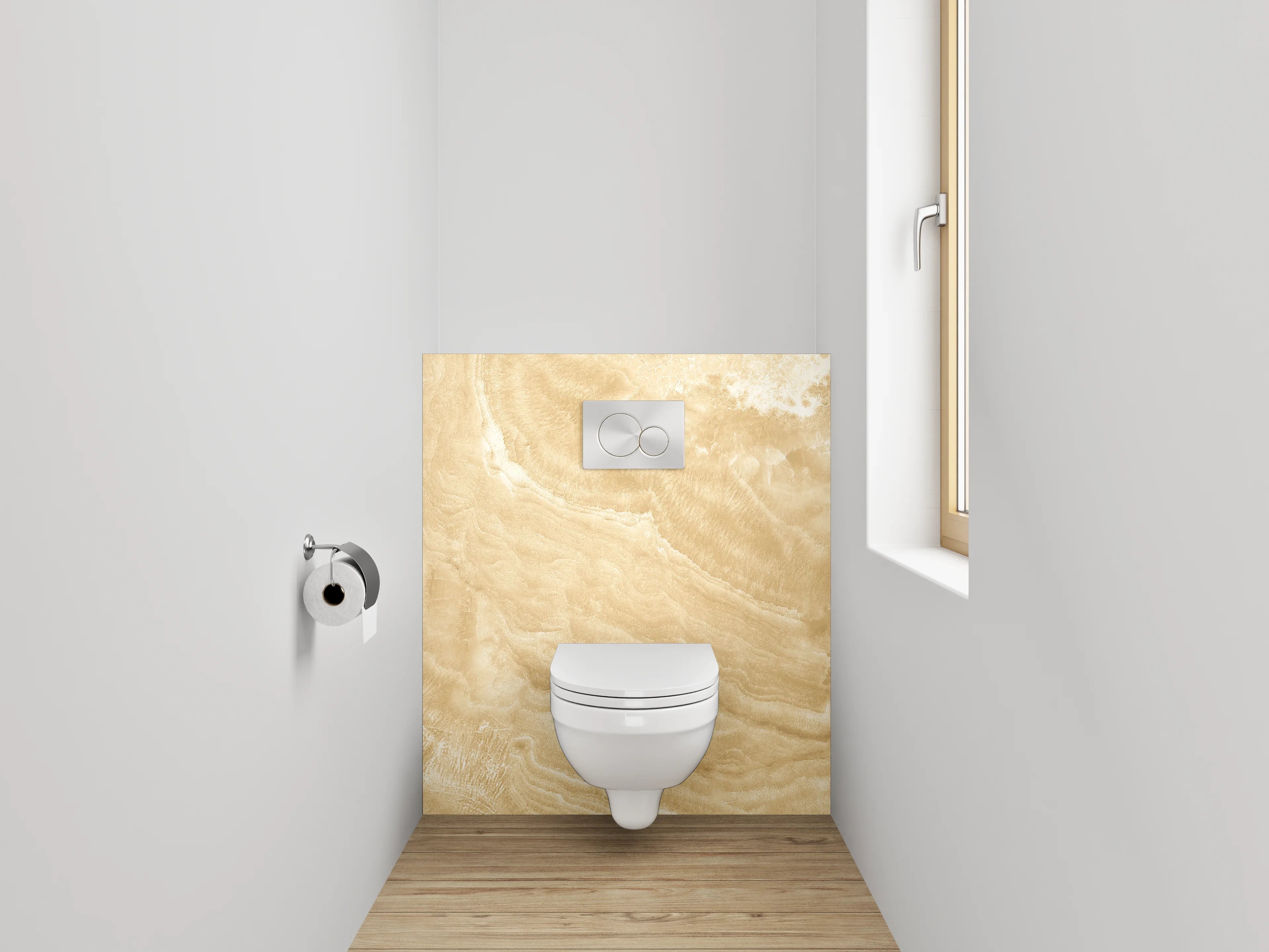 WC-Rückwand - Beiger Marmor Optik Wandverkleidung
