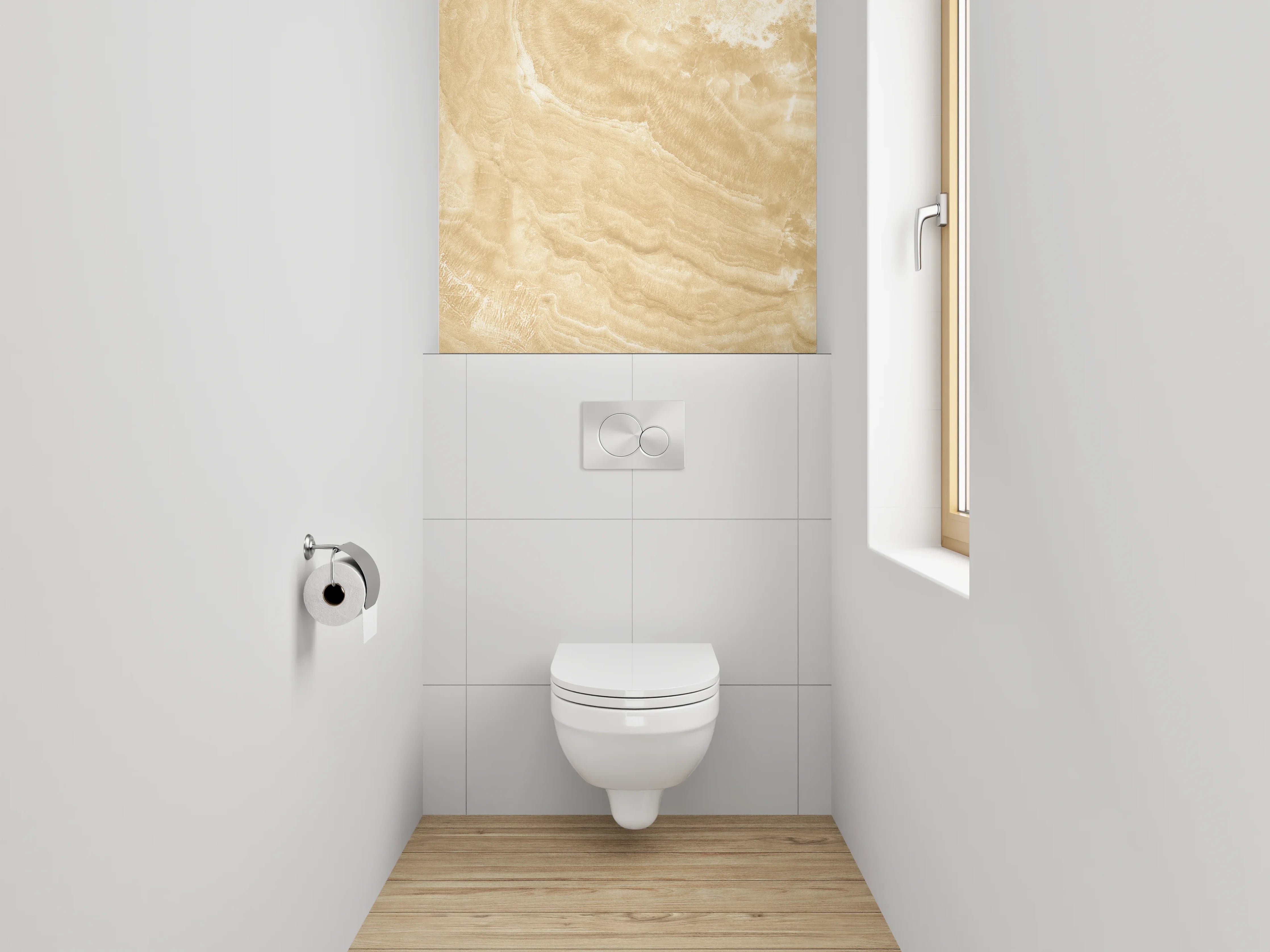 WC-Rückwand - Beiger Marmor Optik Wandverkleidung