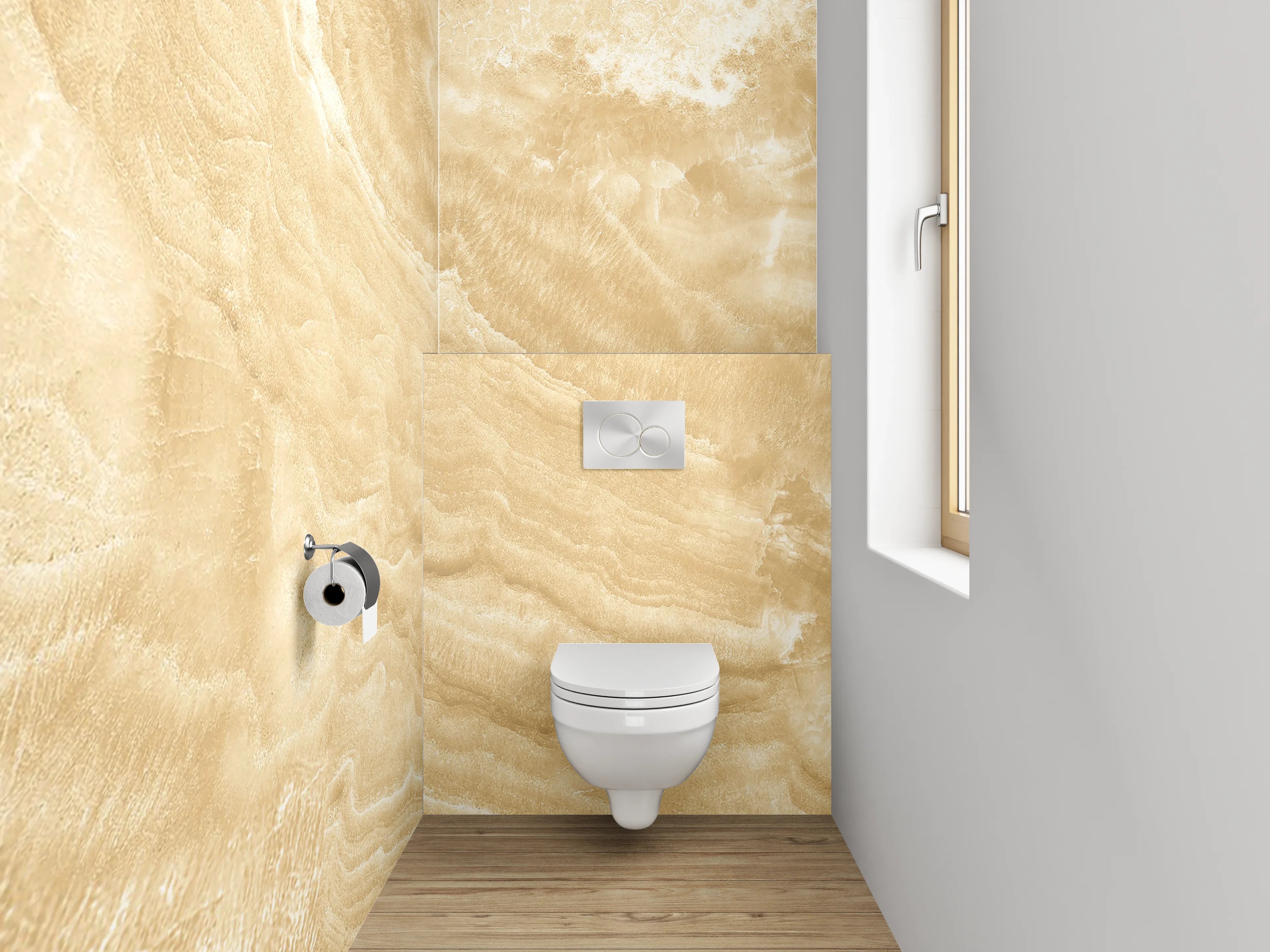 WC-Rückwand - Beiger Marmor Optik Wandverkleidung