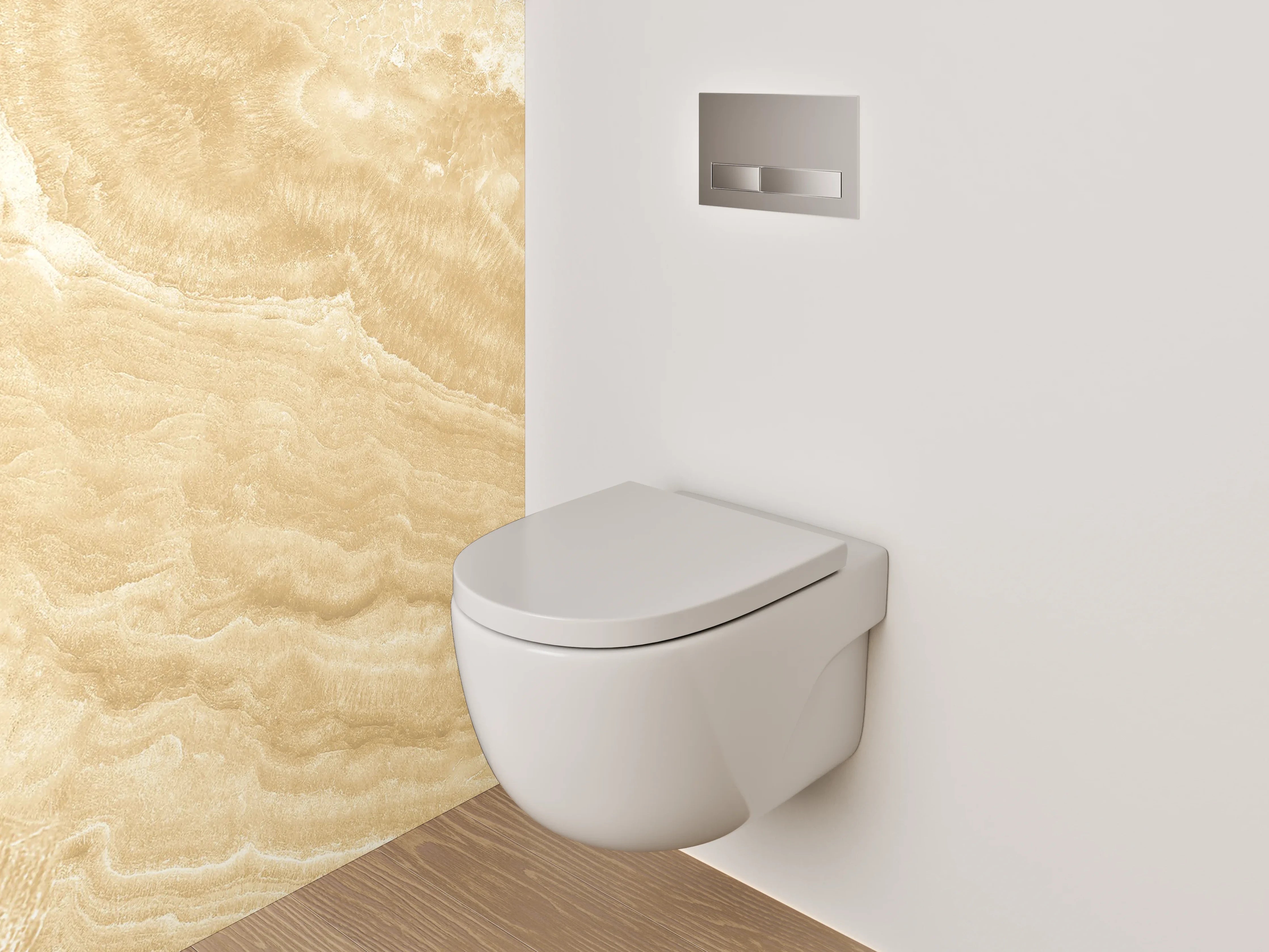 WC-Rückwand - Beiger Marmor Optik Wandverkleidung