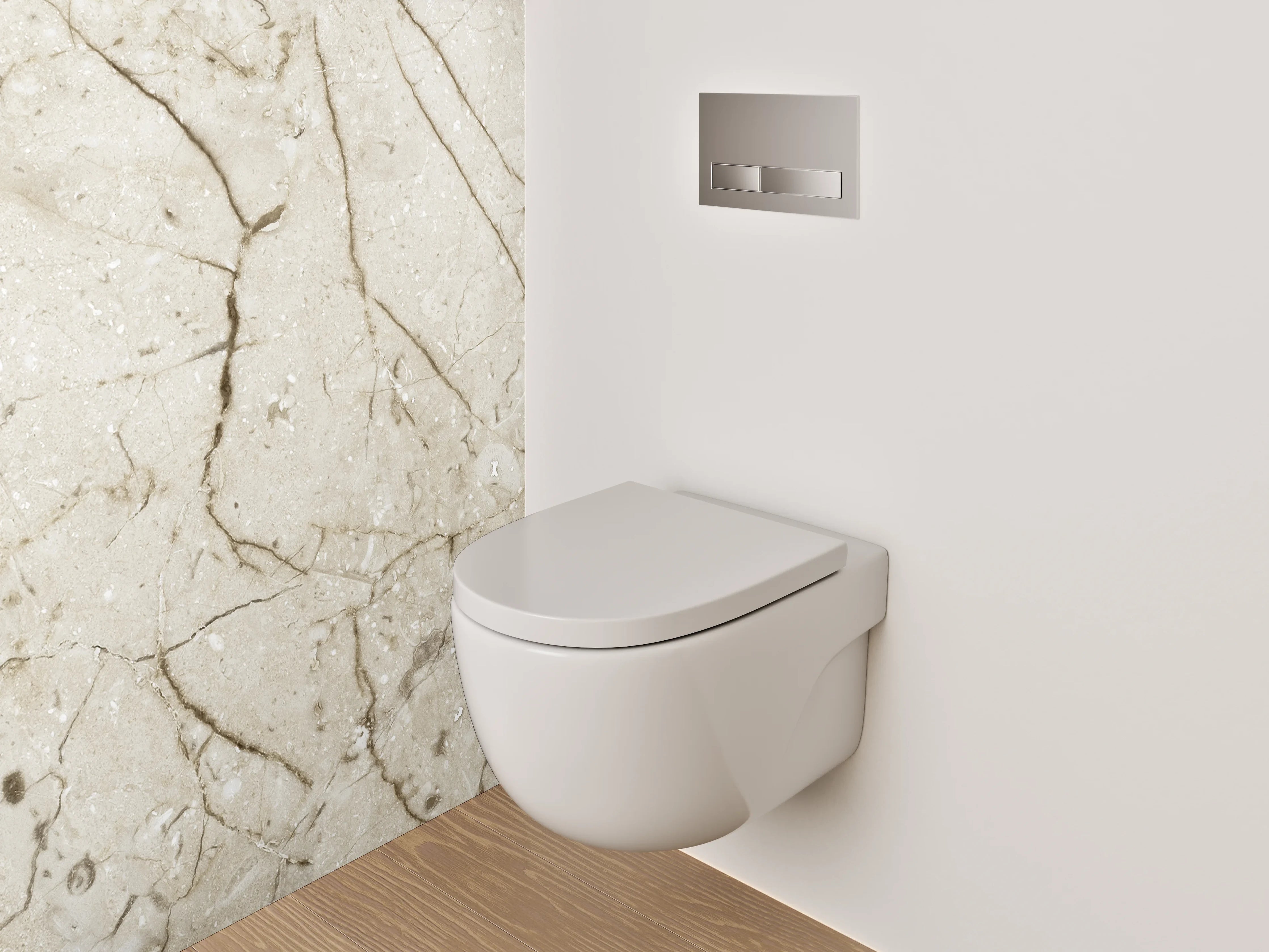WC-Rückwand - Beiger Marmor mit feinen Maserungen