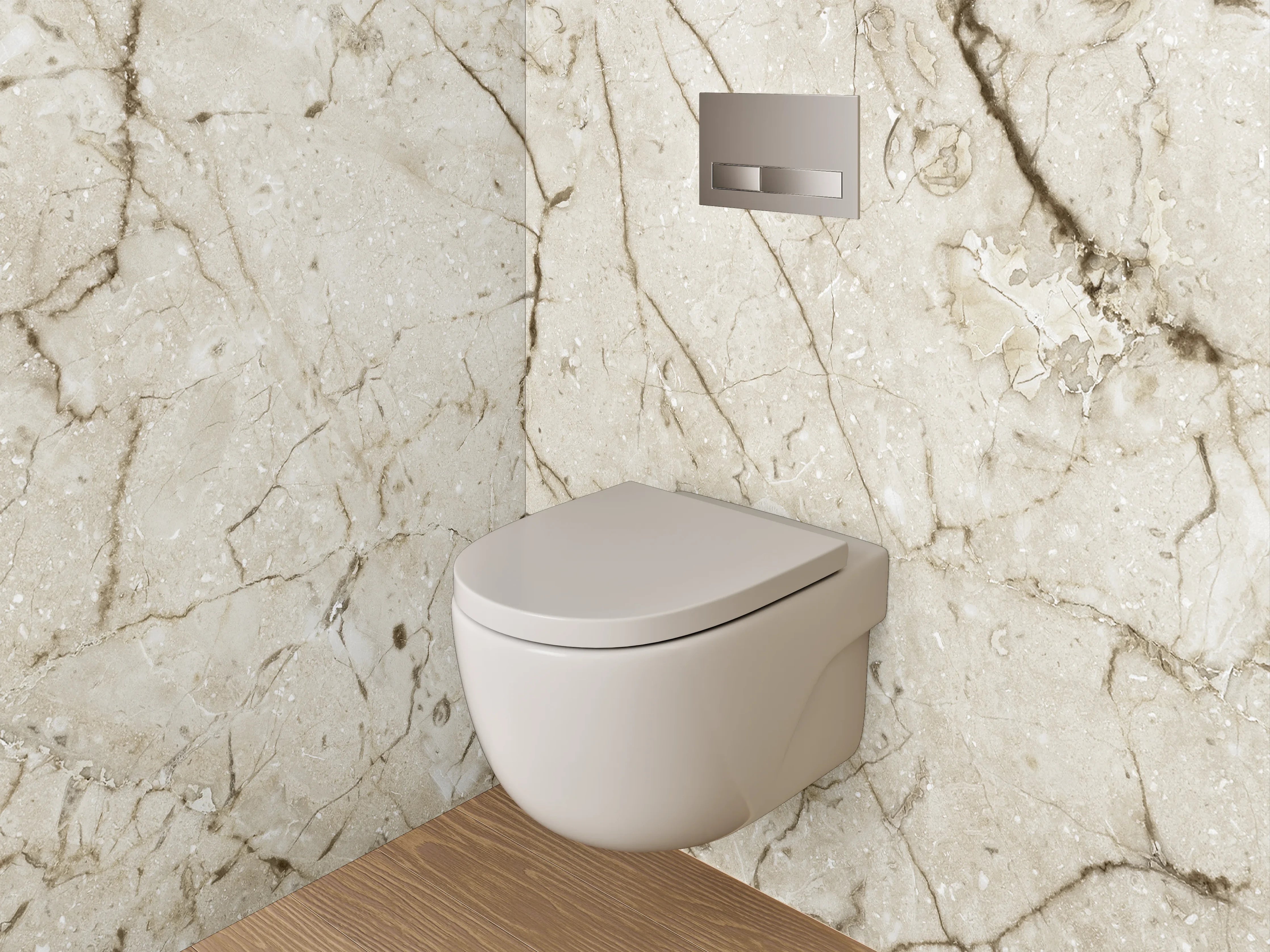 WC-Rückwand - Beiger Marmor mit feinen Maserungen