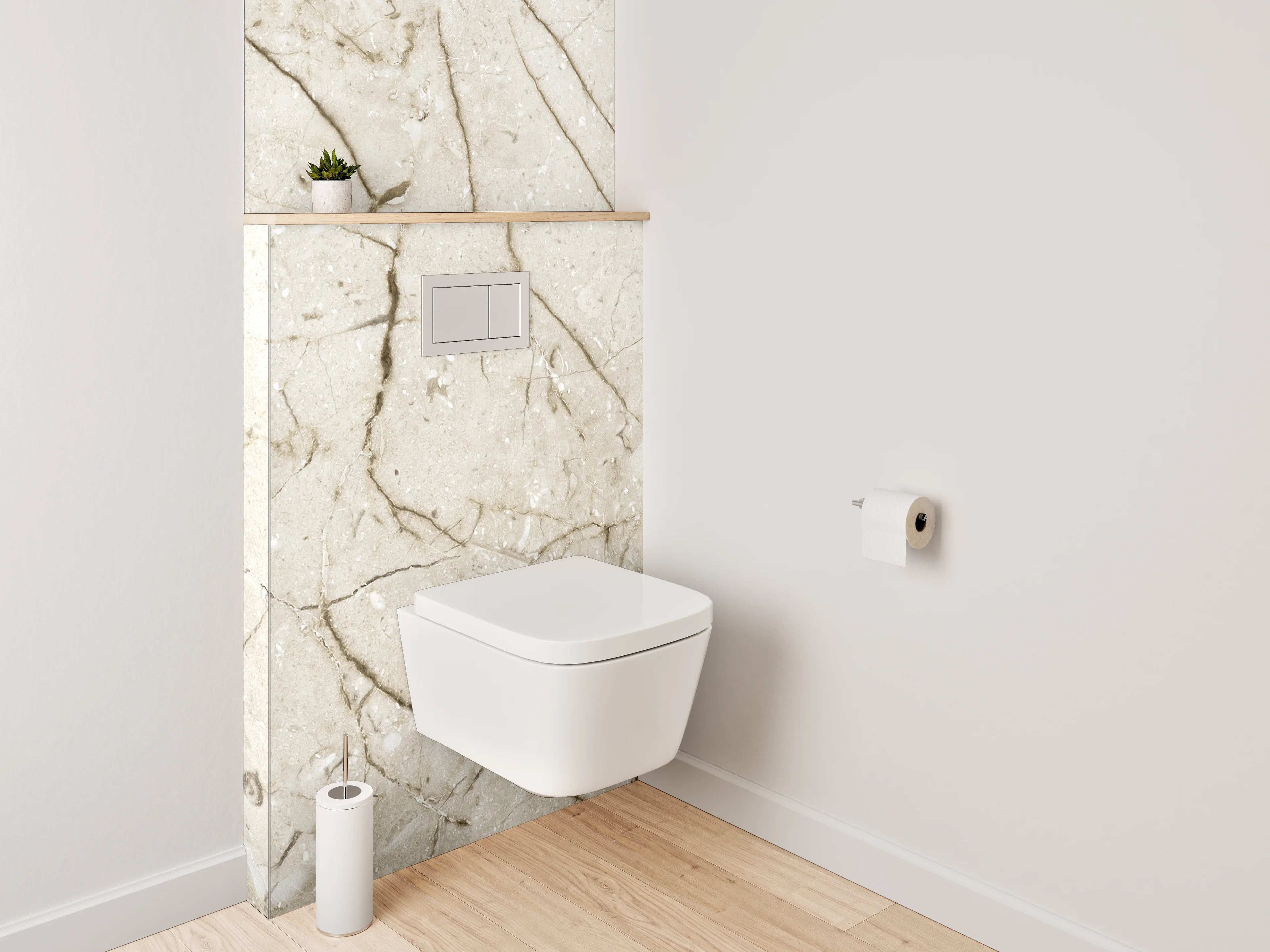 WC-Rückwand - Beiger Marmor mit feinen Maserungen
