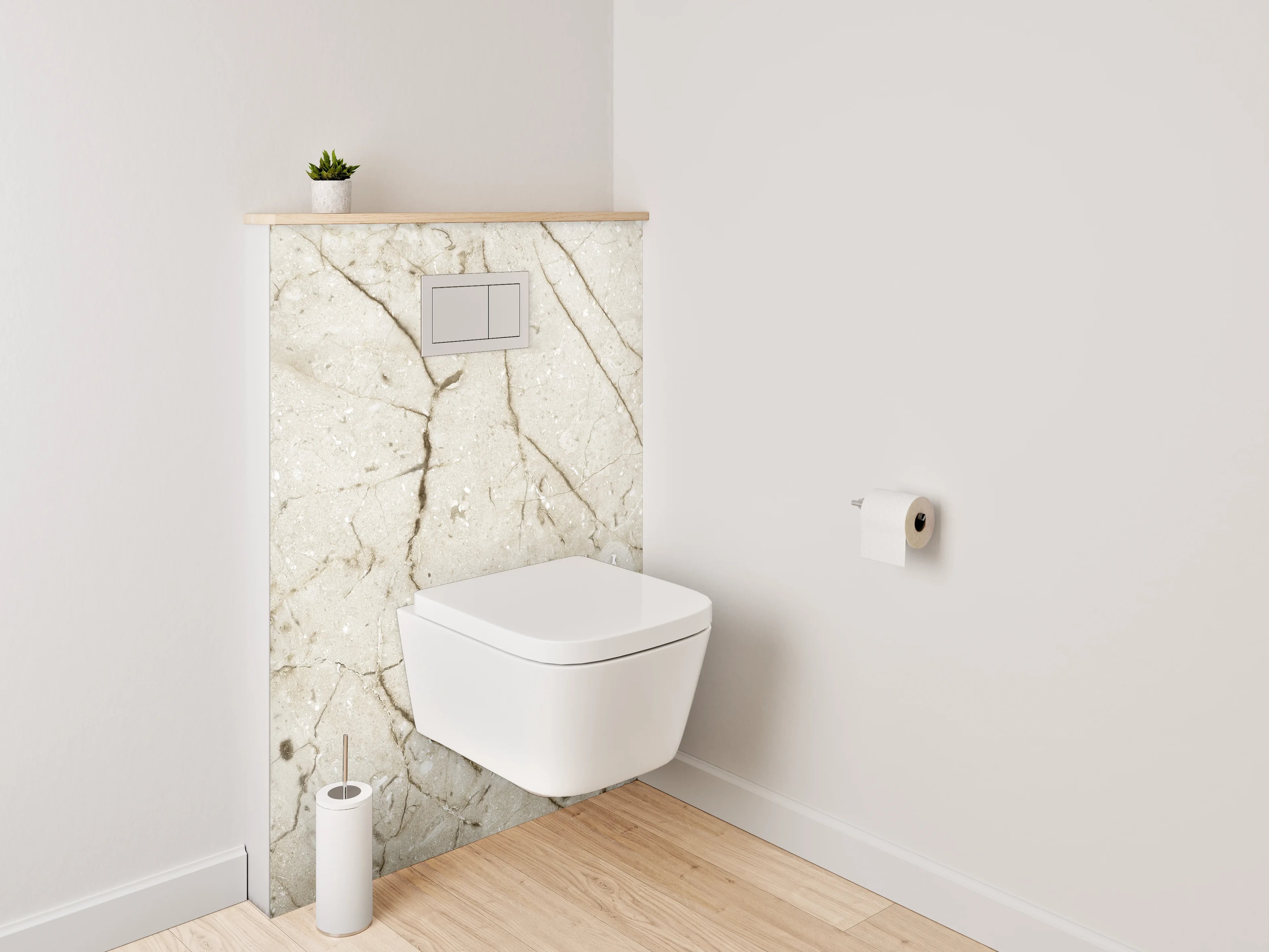 WC-Rückwand - Beiger Marmor mit feinen Maserungen