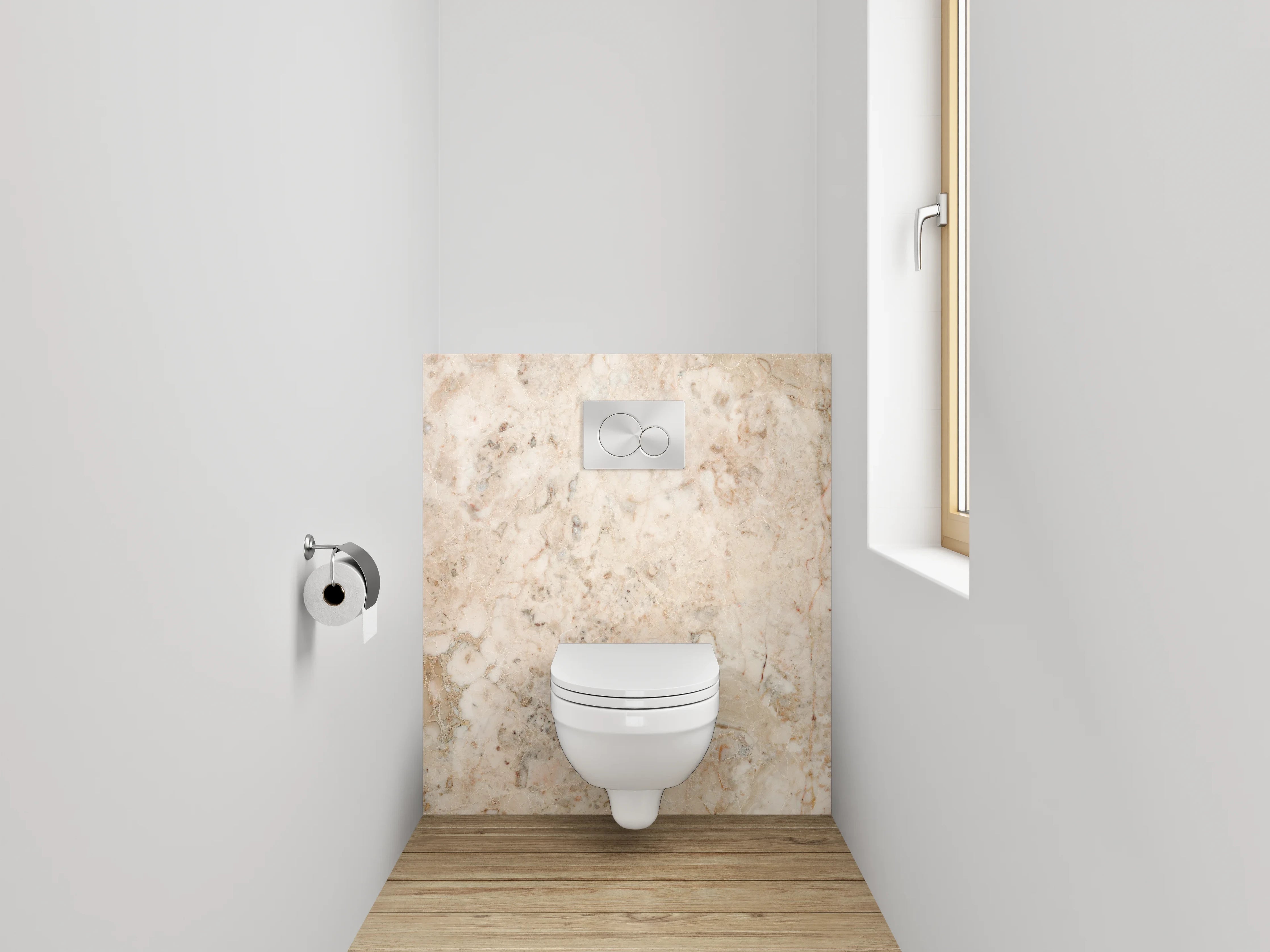WC-Rückwand - Beiger Marmor mit natürlicher Maserung