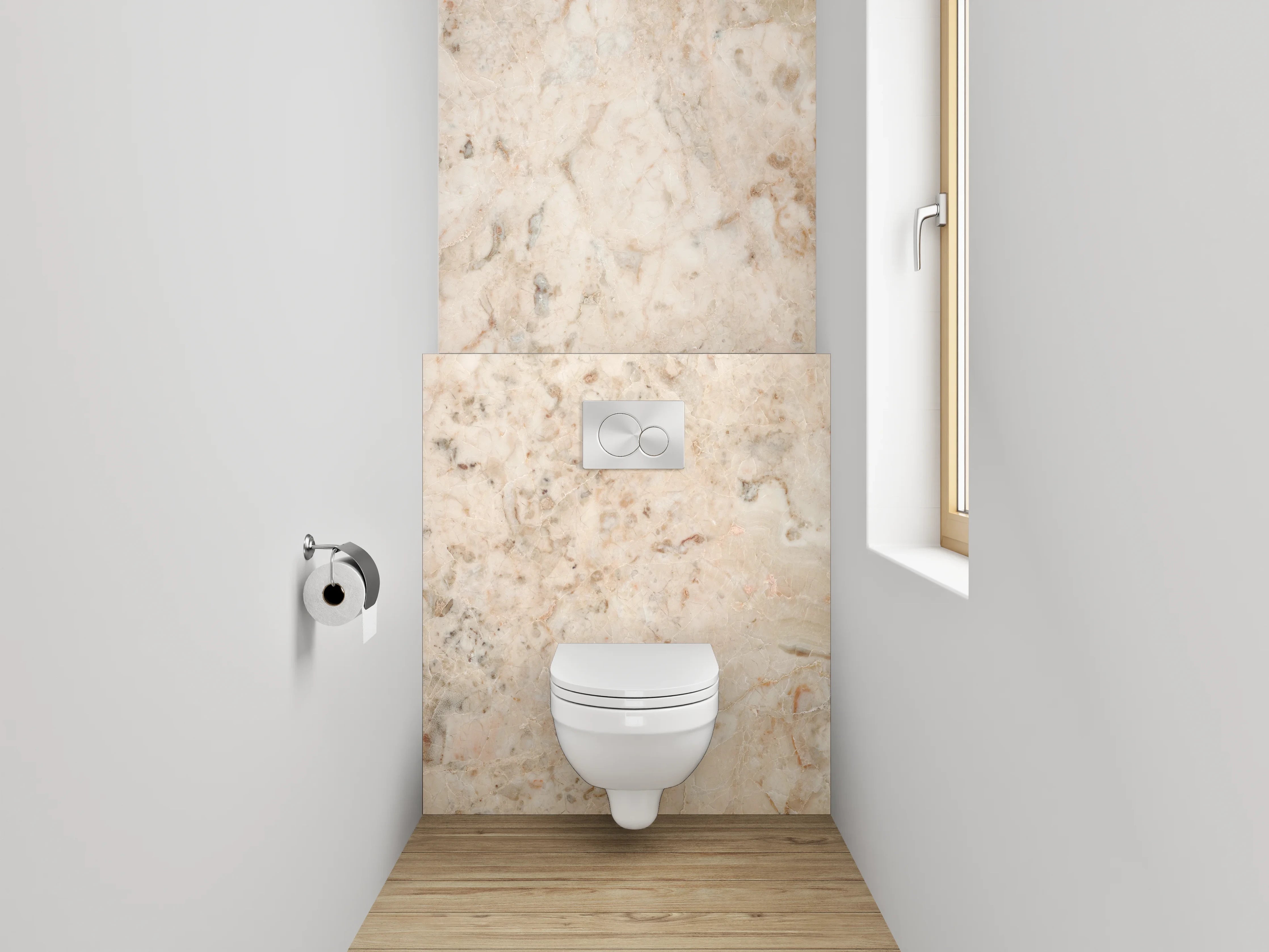 WC-Rückwand - Beiger Marmor mit natürlicher Maserung