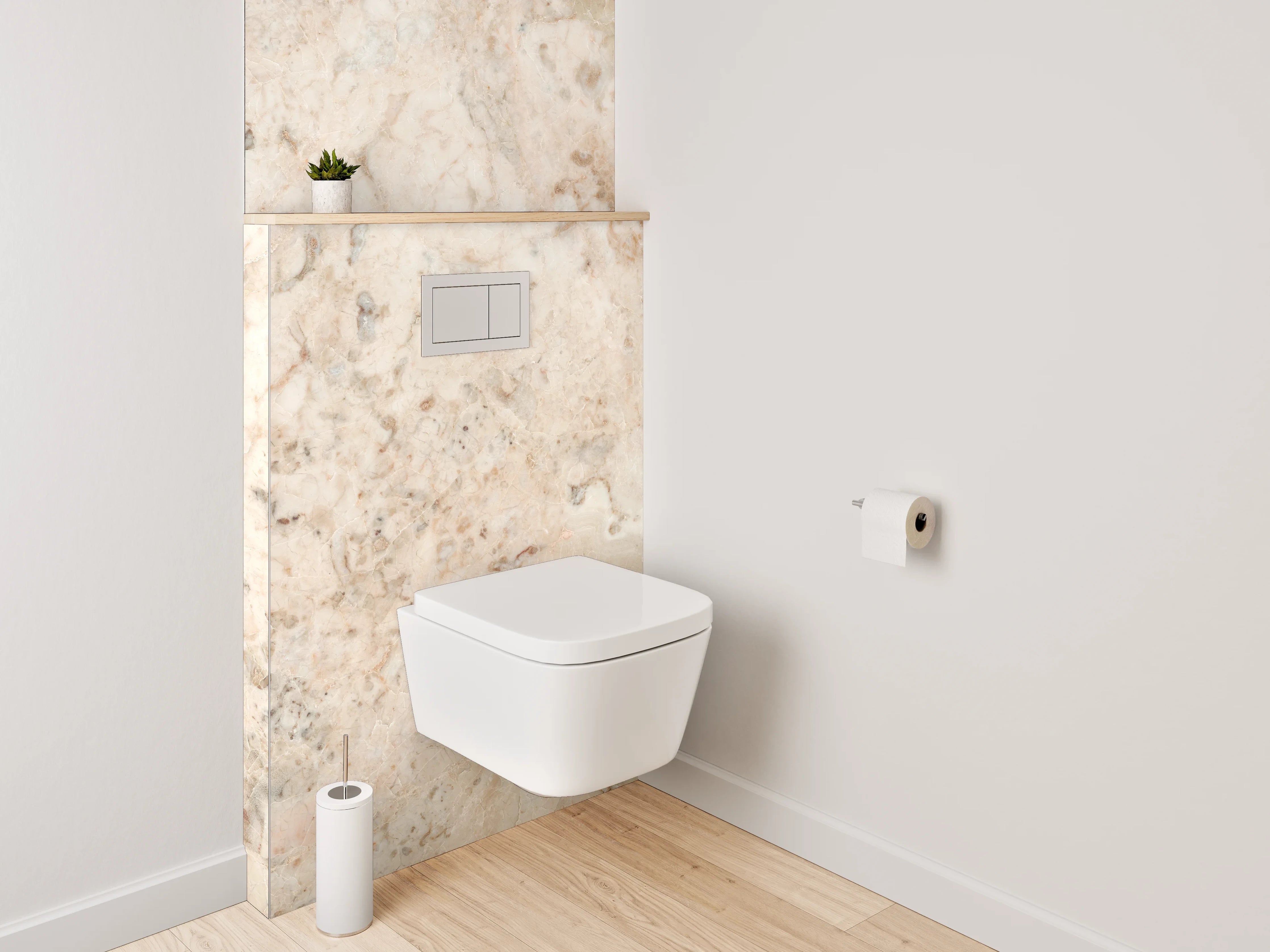 WC-Rückwand - Beiger Marmor mit natürlicher Maserung