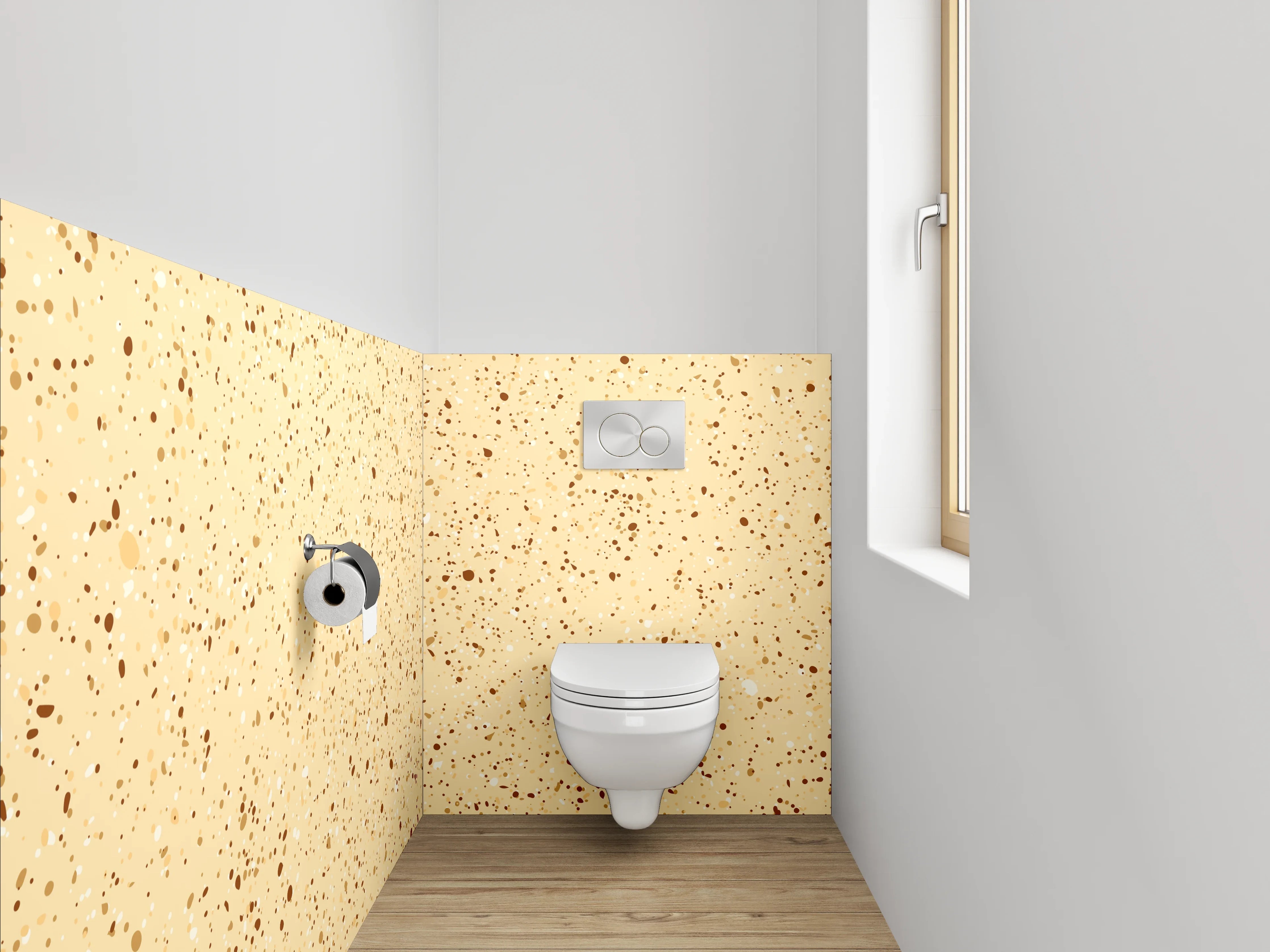 WC-Rückwand - Beiger Sprenkel-Look für Badezimmer