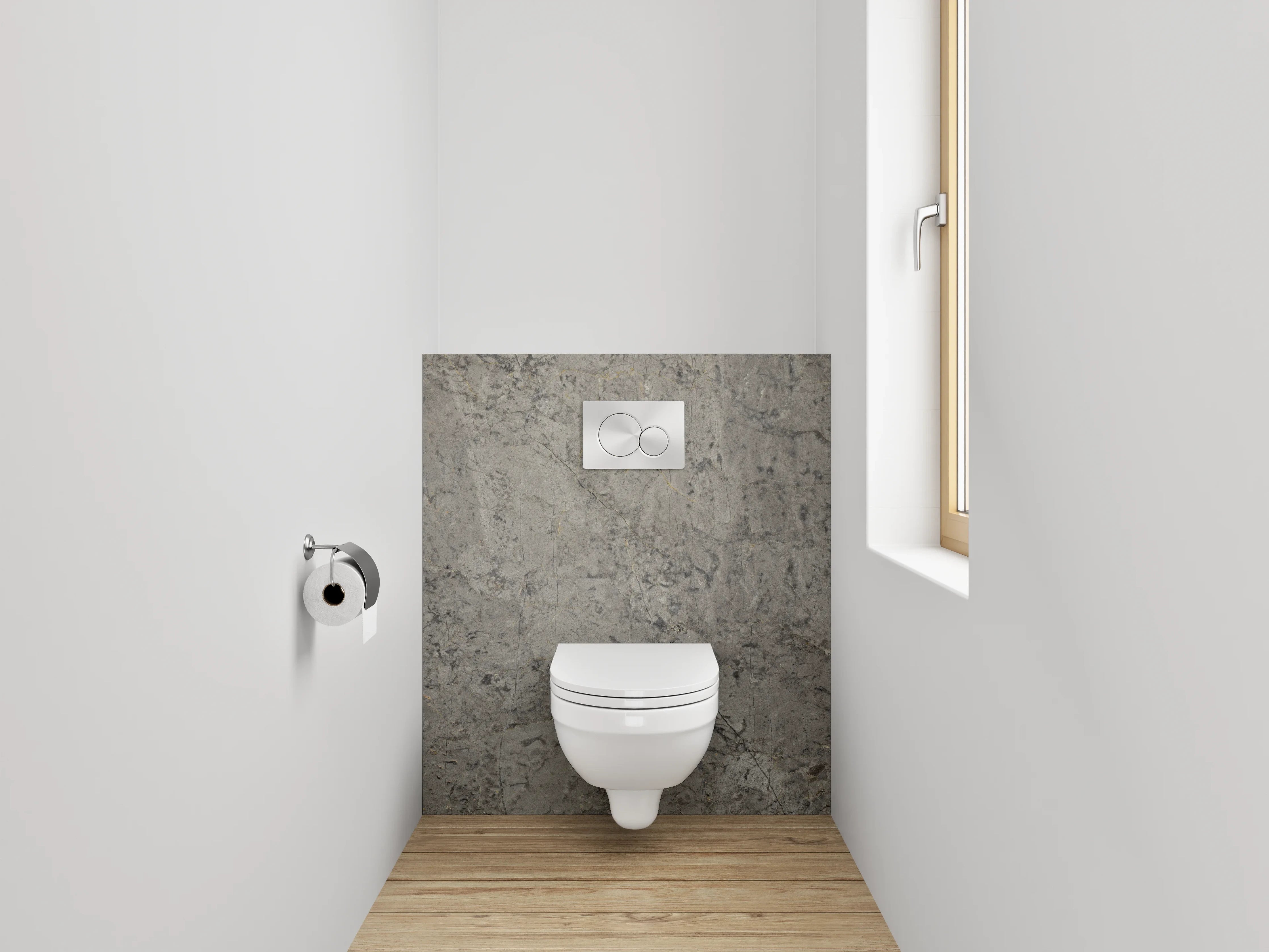 WC-Rückwand - Beiger Steinmauer mit texturierter Oberfläche