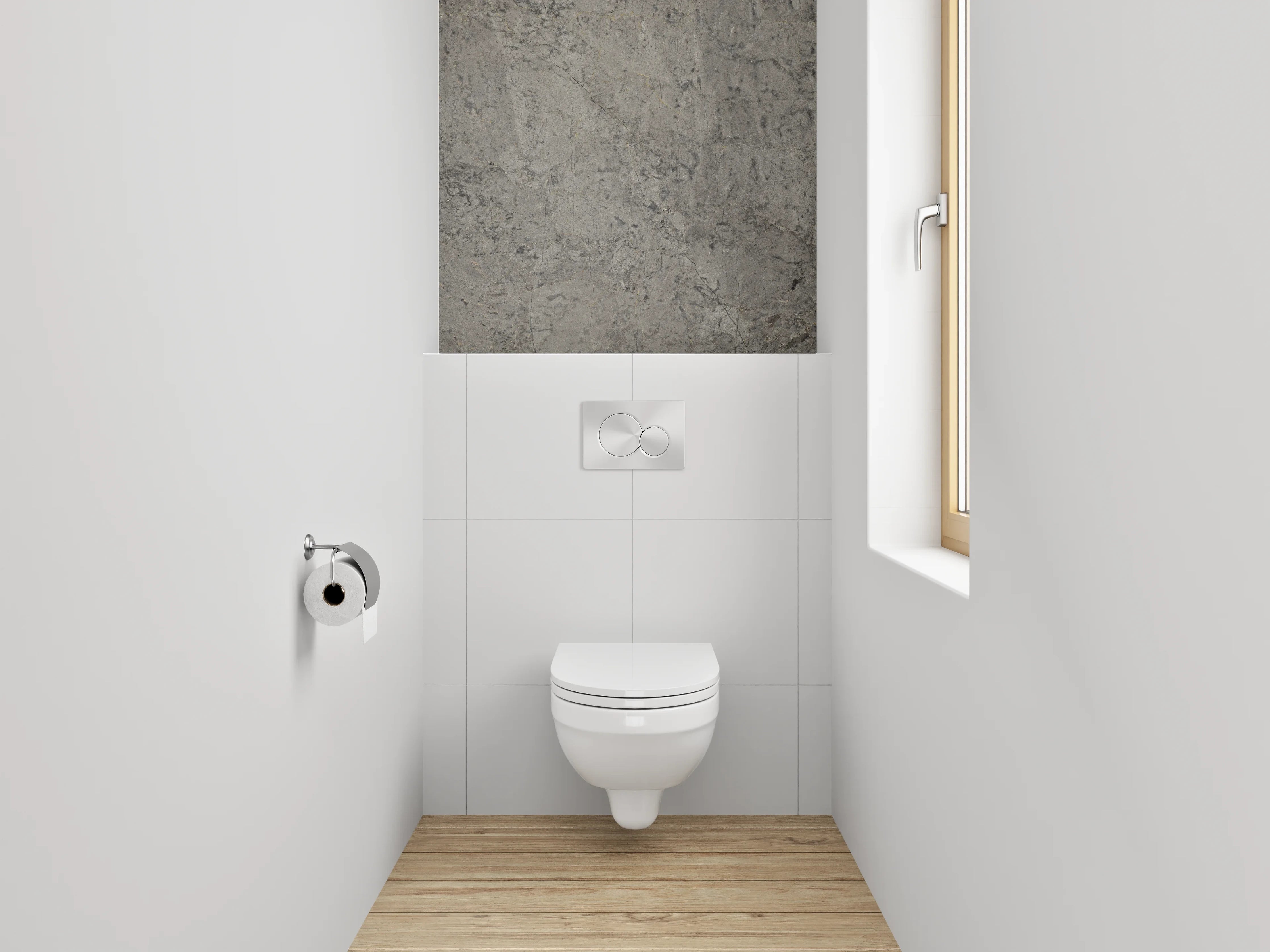 WC-Rückwand - Beiger Steinmauer mit texturierter Oberfläche