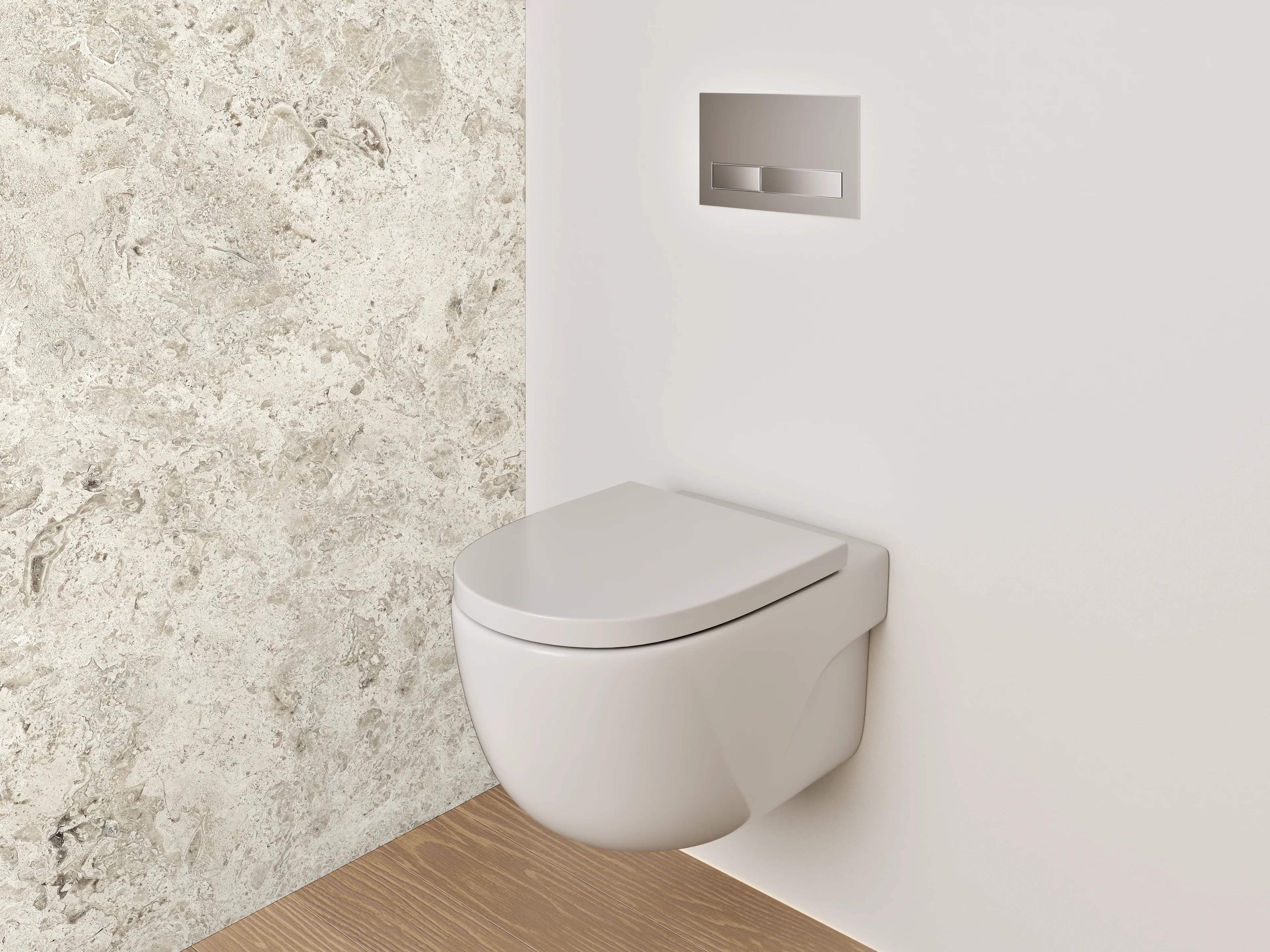 WC-Rückwand - Beiger Steinoptik Fliesendesign