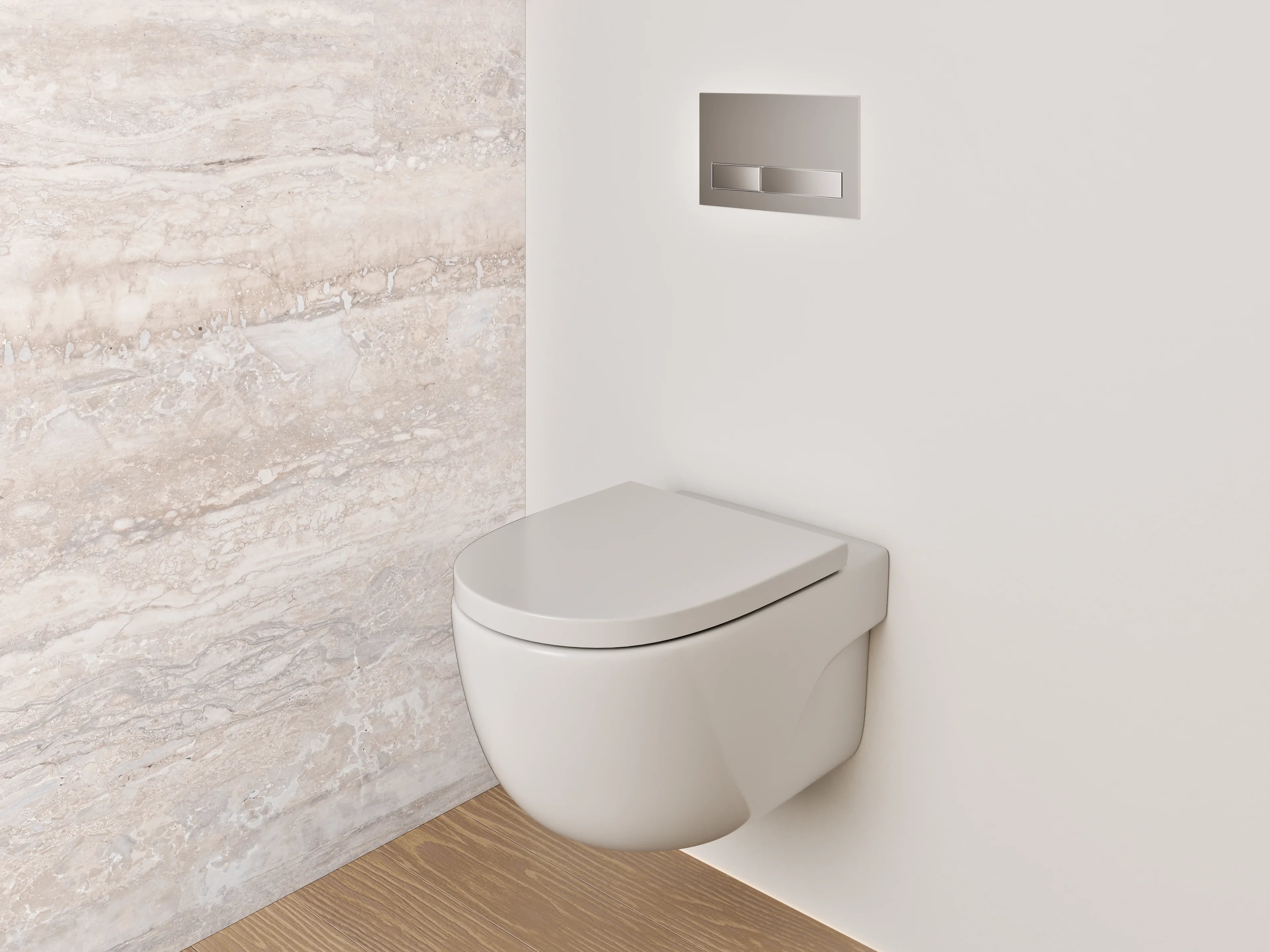 WC-Rückwand - Beiger Travertin-Look Fliesenoptik