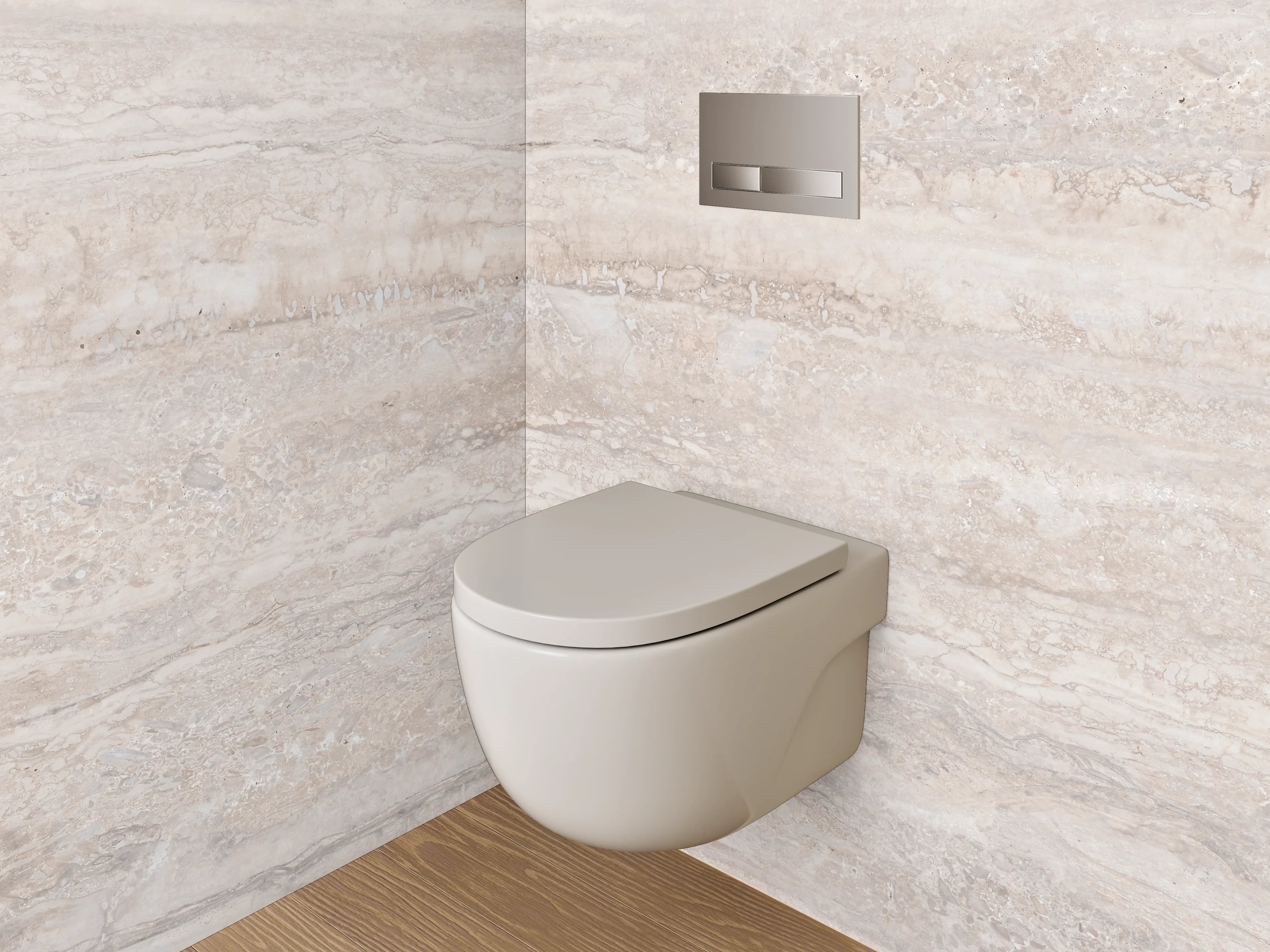 WC-Rückwand - Beiger Travertin-Look Fliesenoptik