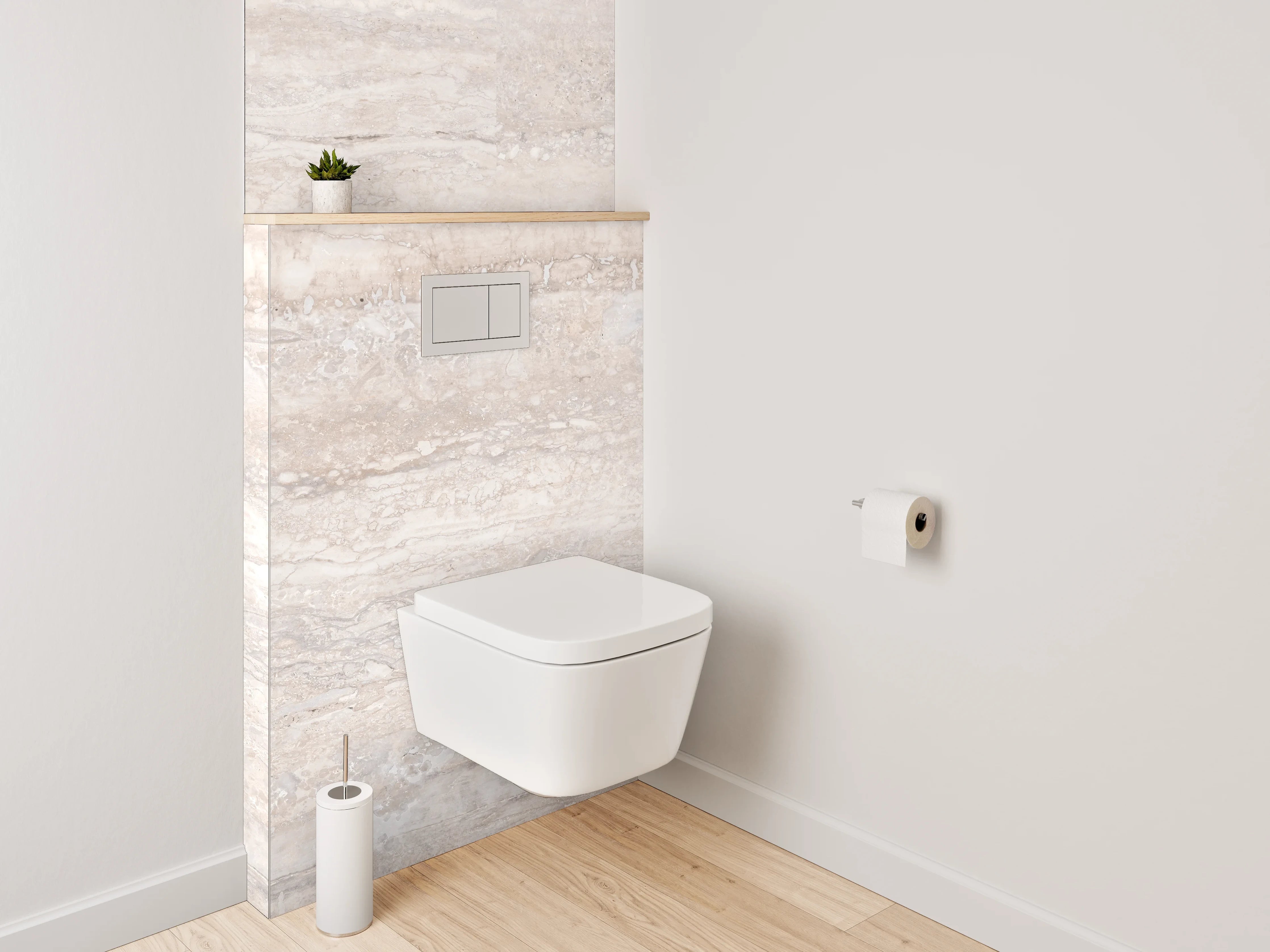 WC-Rückwand - Beiger Travertin-Look Fliesenoptik
