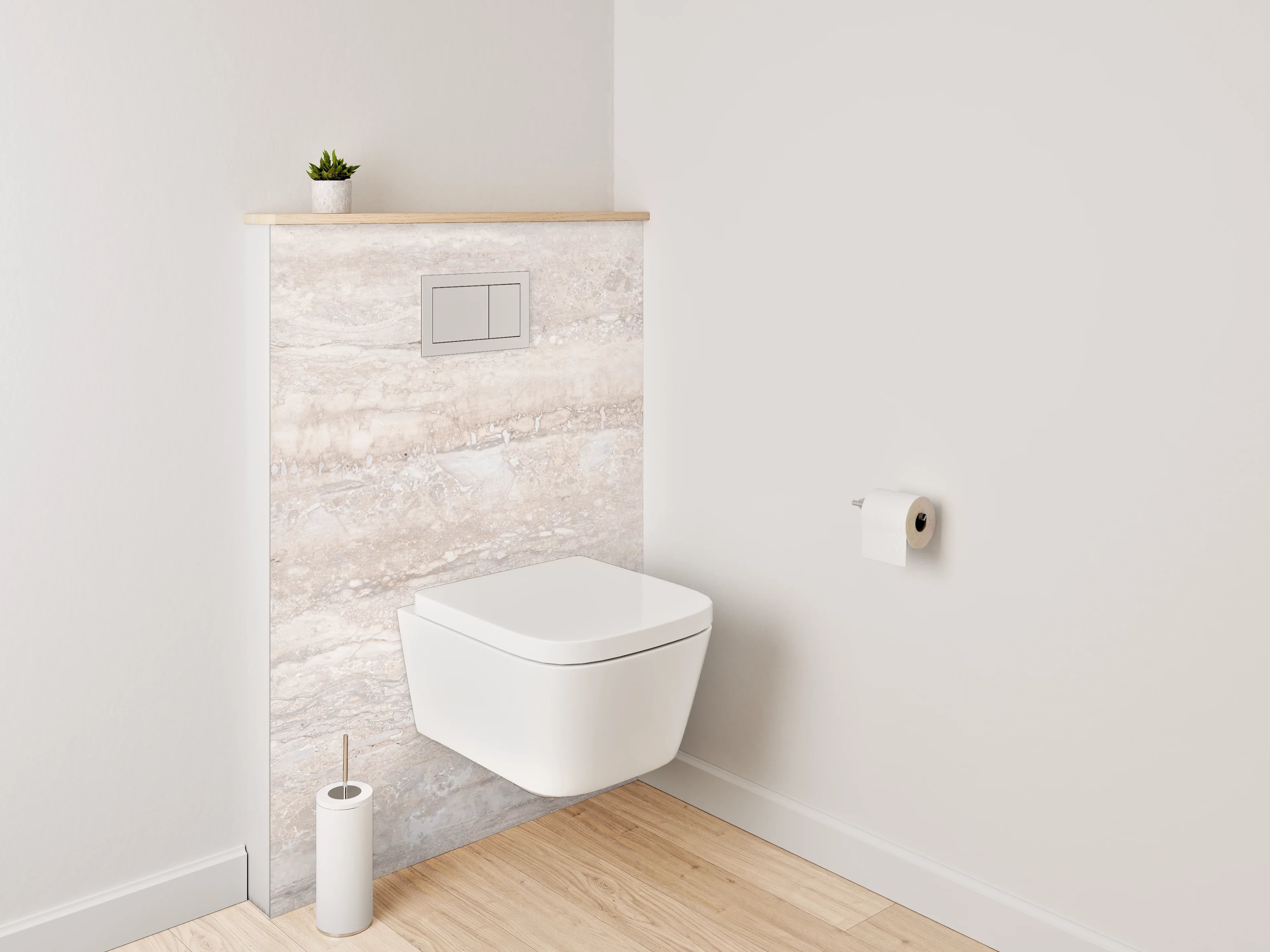 WC-Rückwand - Beiger Travertin-Look Fliesenoptik