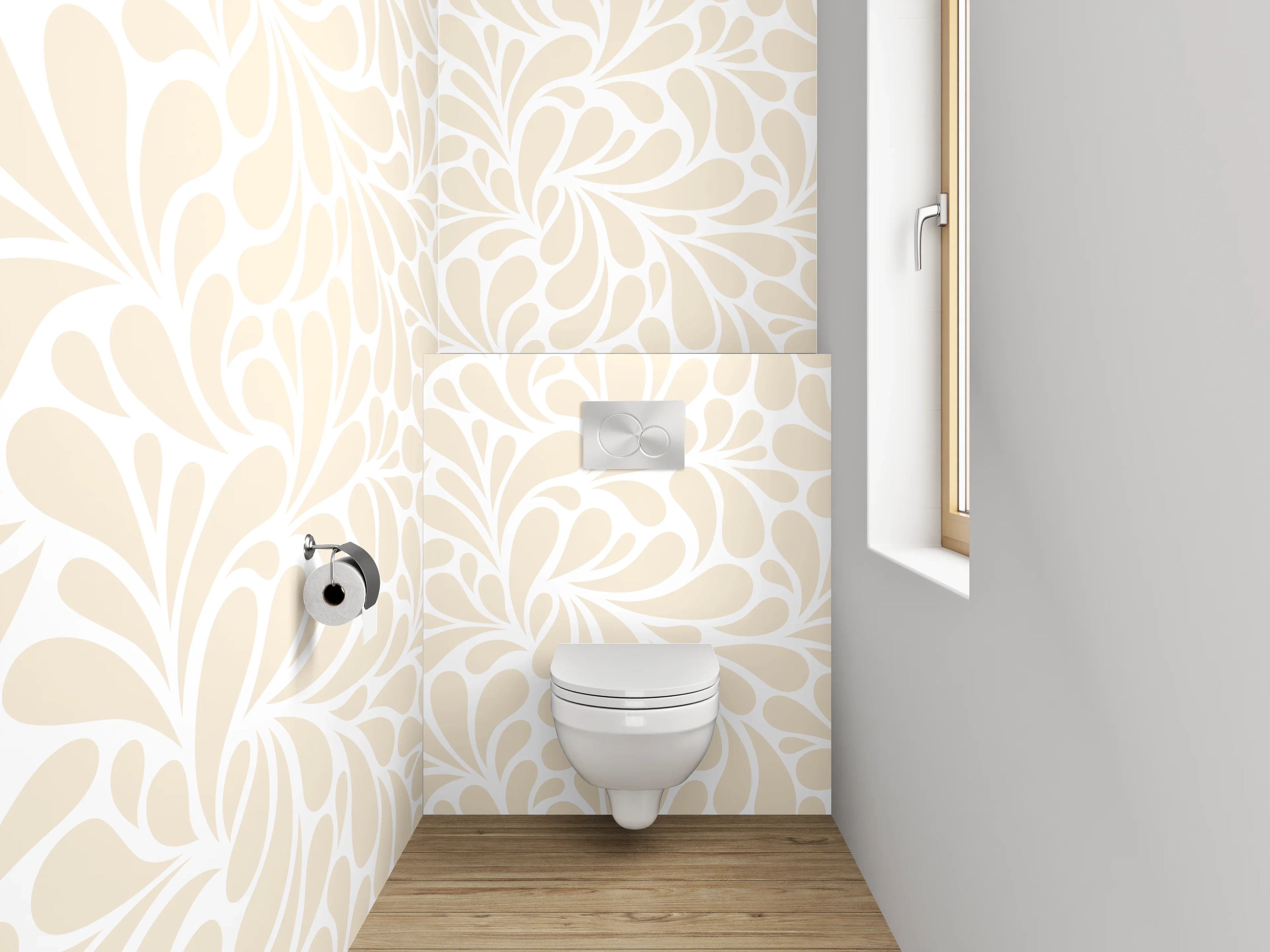 WC-Rückwand - Beiges Ornament Muster dezent
