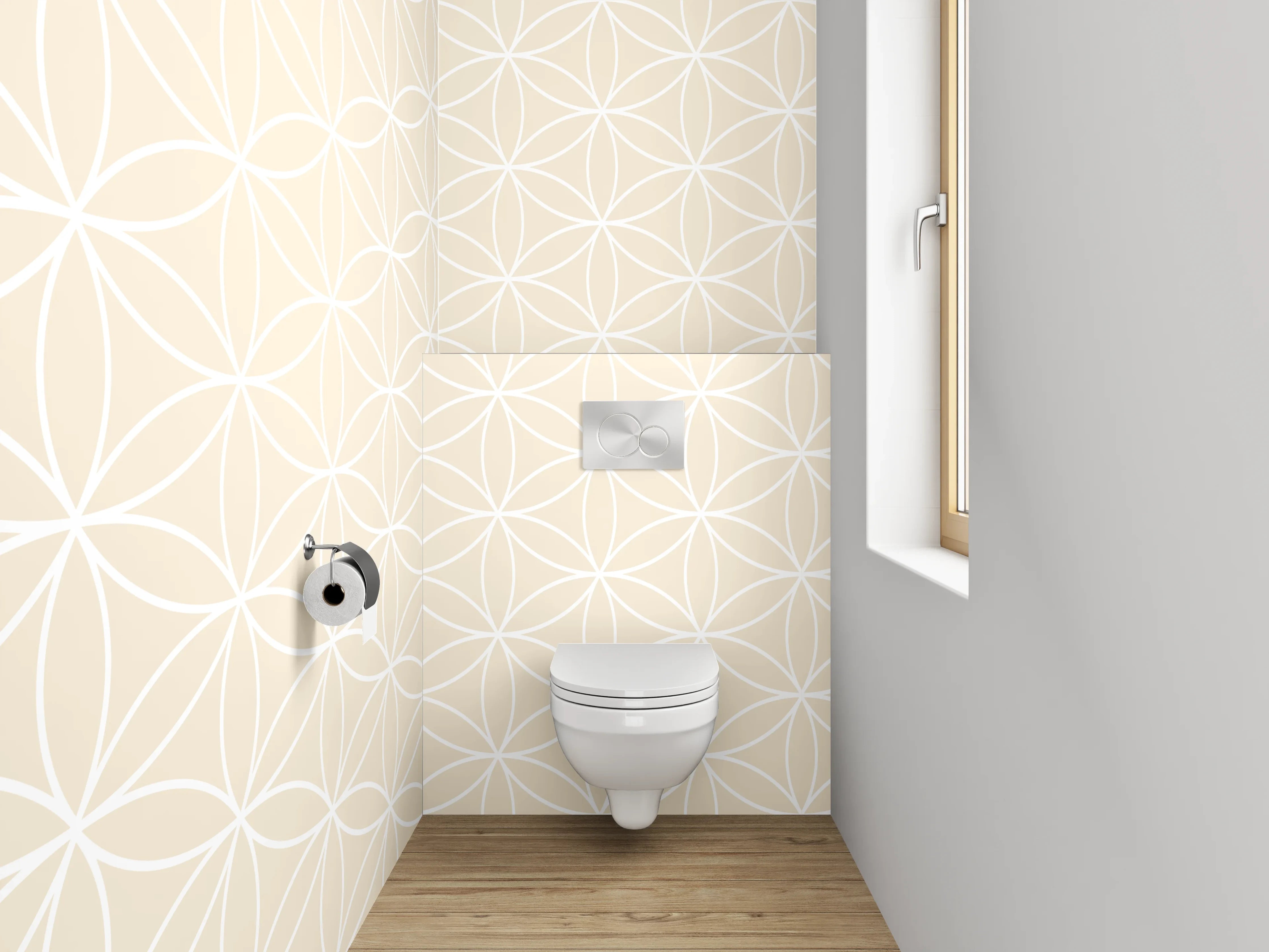 WC-Rückwand - Beiges geometrisches Muster minimalistisch