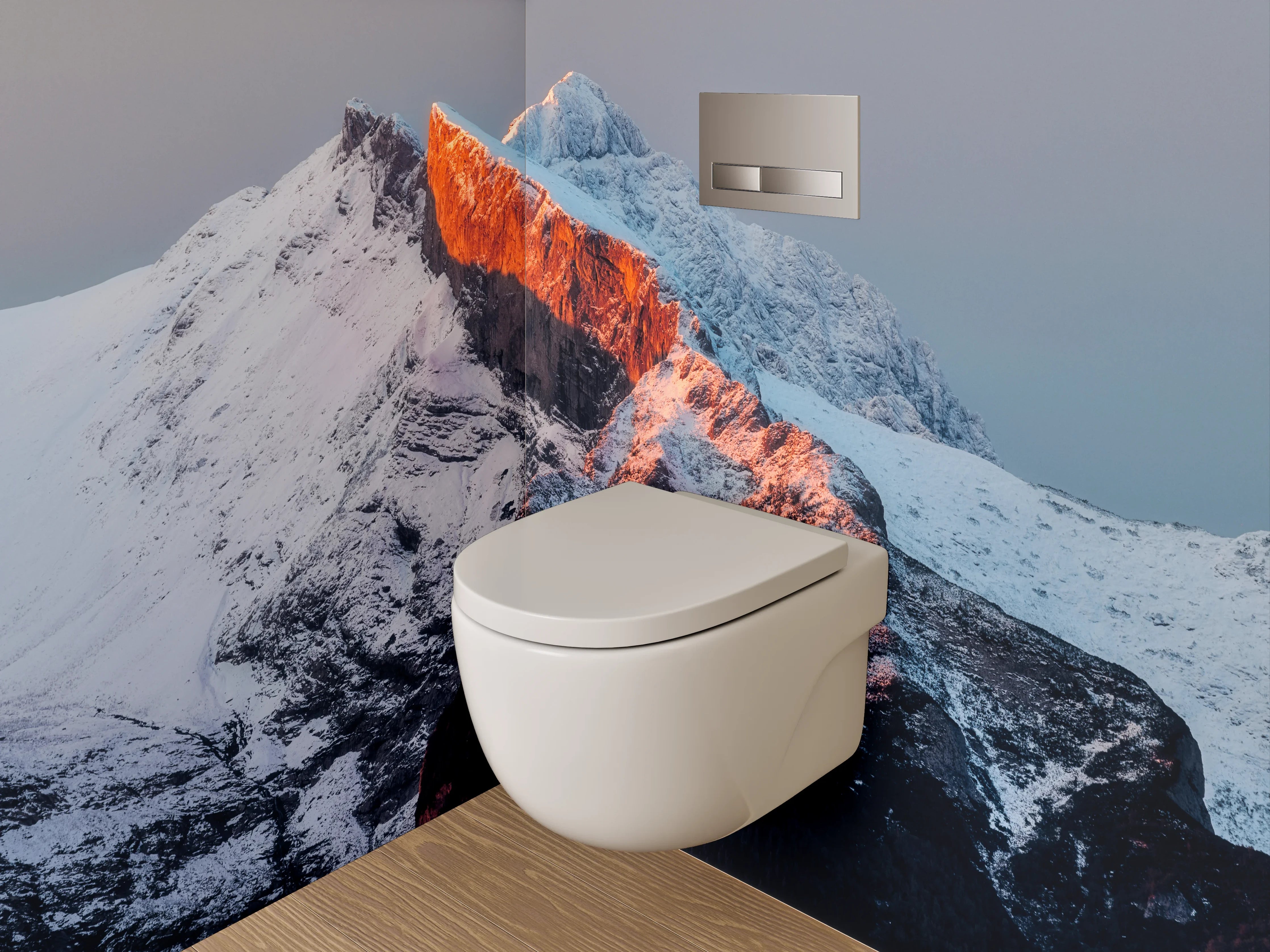 WC-Rückwand - Berggipfel im Sonnenaufgang
